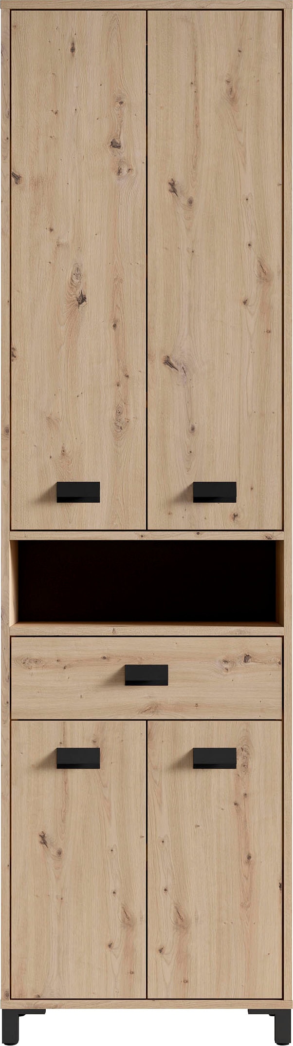 byLIVING Hochschrank »Wellness«, Badezimmer Hochschrank mit 4 Türen und Schubkasten für viel Stauraum