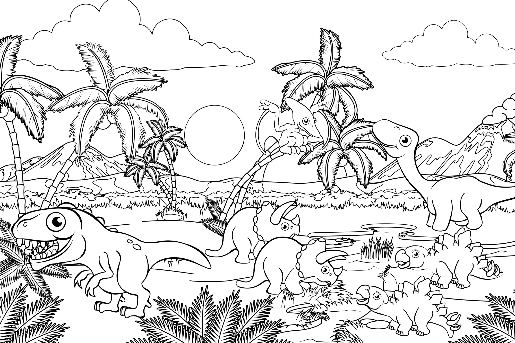 queence Bild »Dinosaurier und Palmen« Baum   Baumbilder   Blätter   Bäume günstig online kaufen