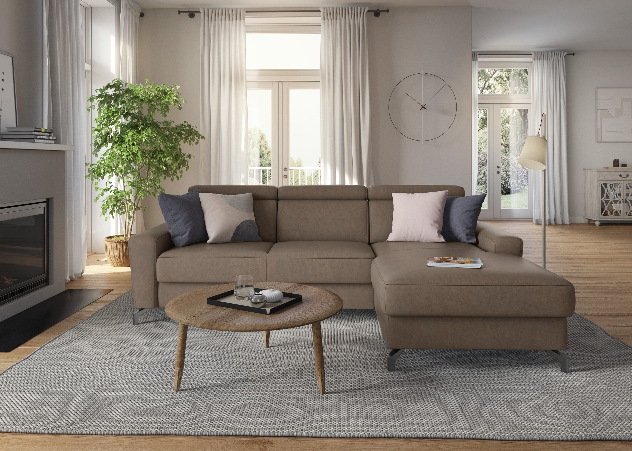 sit&more Ecksofa »Scarlett L-Form«, inklusive Kopfteilverstellung, wahlweise mit Bettfunktion, Bettkasten