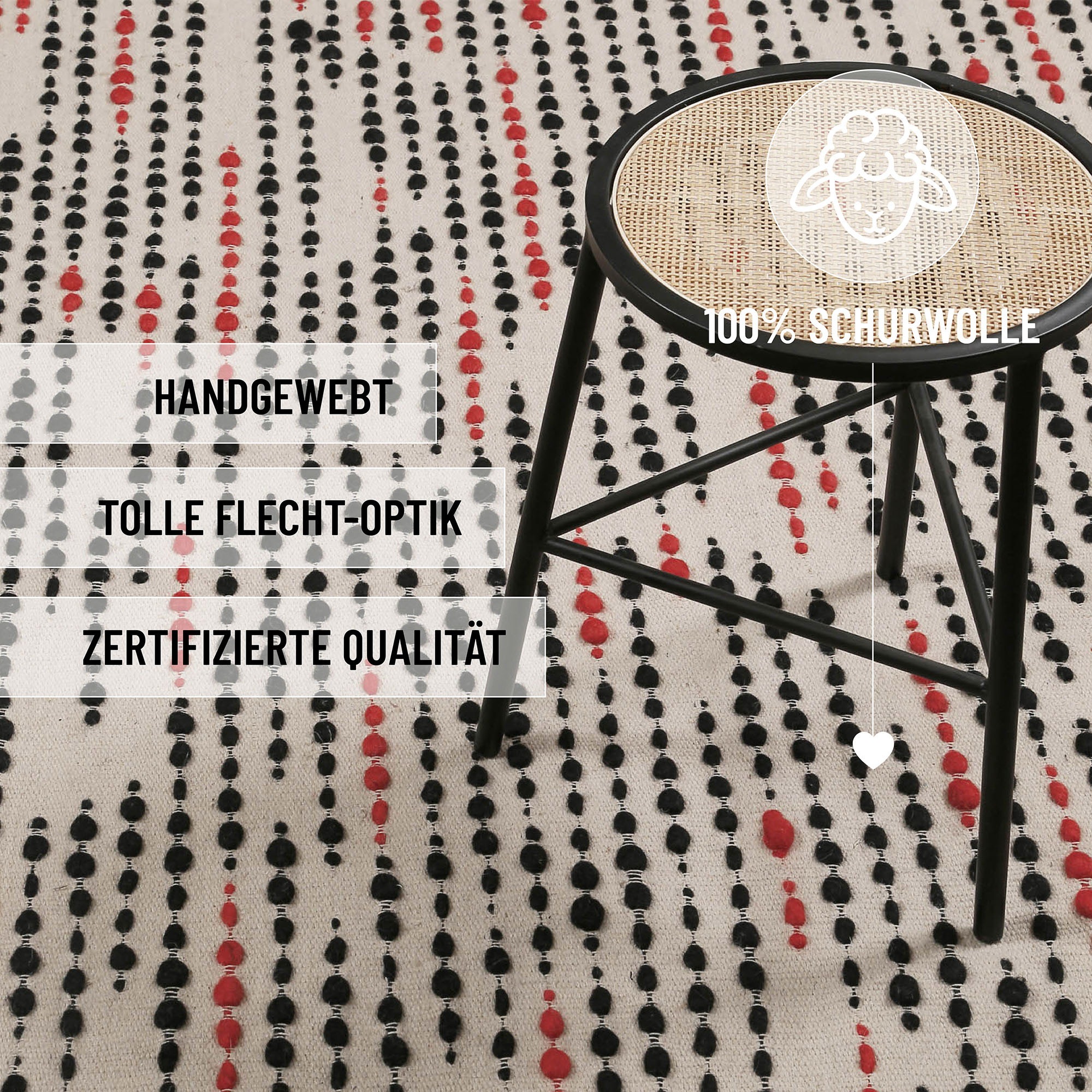 Wecon home Teppich »London Red«, rechteckig, 11 mm Höhe, handgewebt, robust, strapazierfähig, skandinavisch, Naturfaser