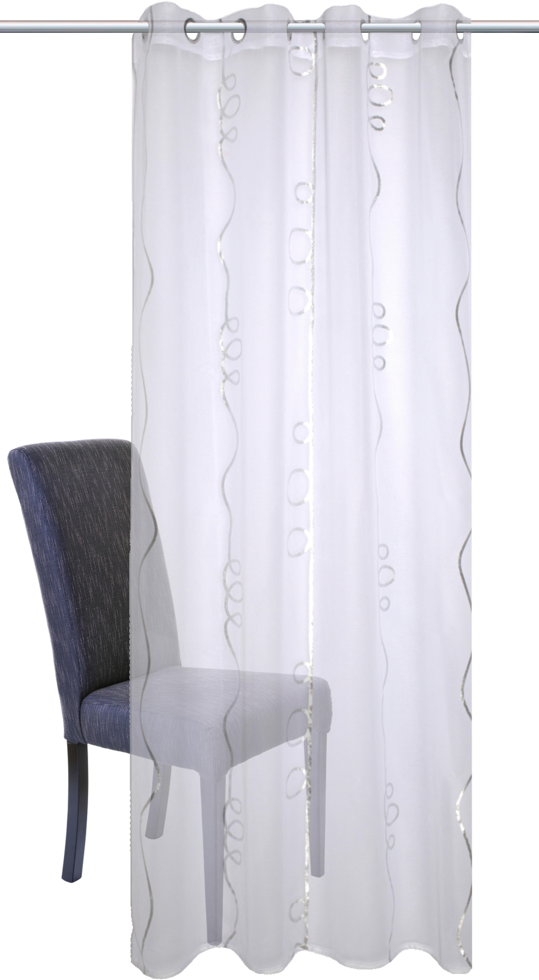 HOME WOHNIDEEN Gardine »LOOPY«, (1 St.), HxB: 245x140, Ösenschal mit Silberdruck