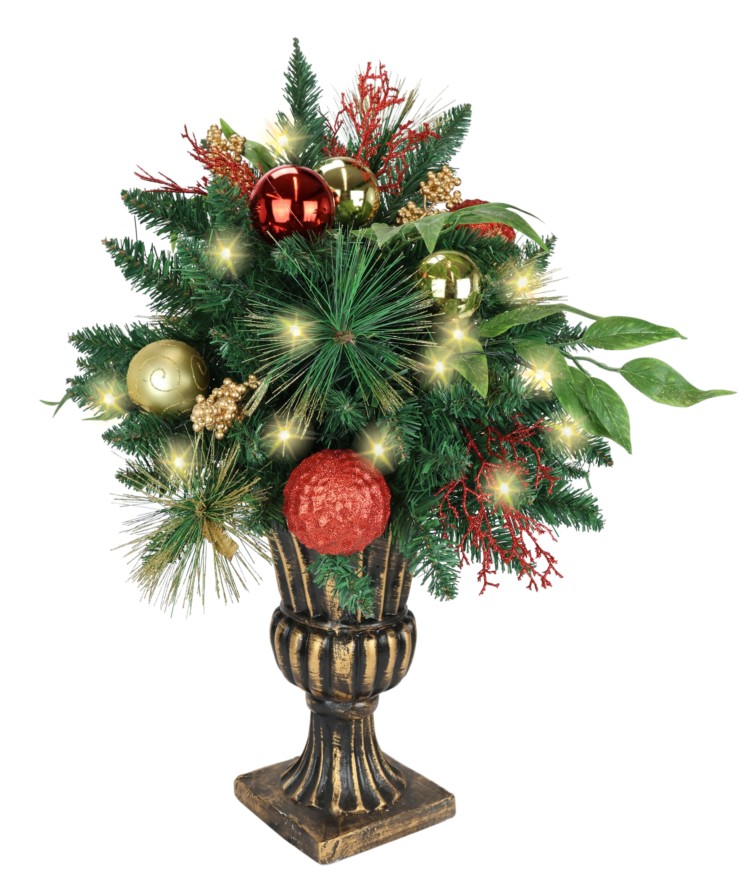 I.GE.A. Künstlicher Weihnachtsbaum »Dekorierter Tannenbaum mit LED Licht im Pokal«, Dekoriert mit Christbaumkugeln Künstlicher Christbaum Weihnachtsdeko