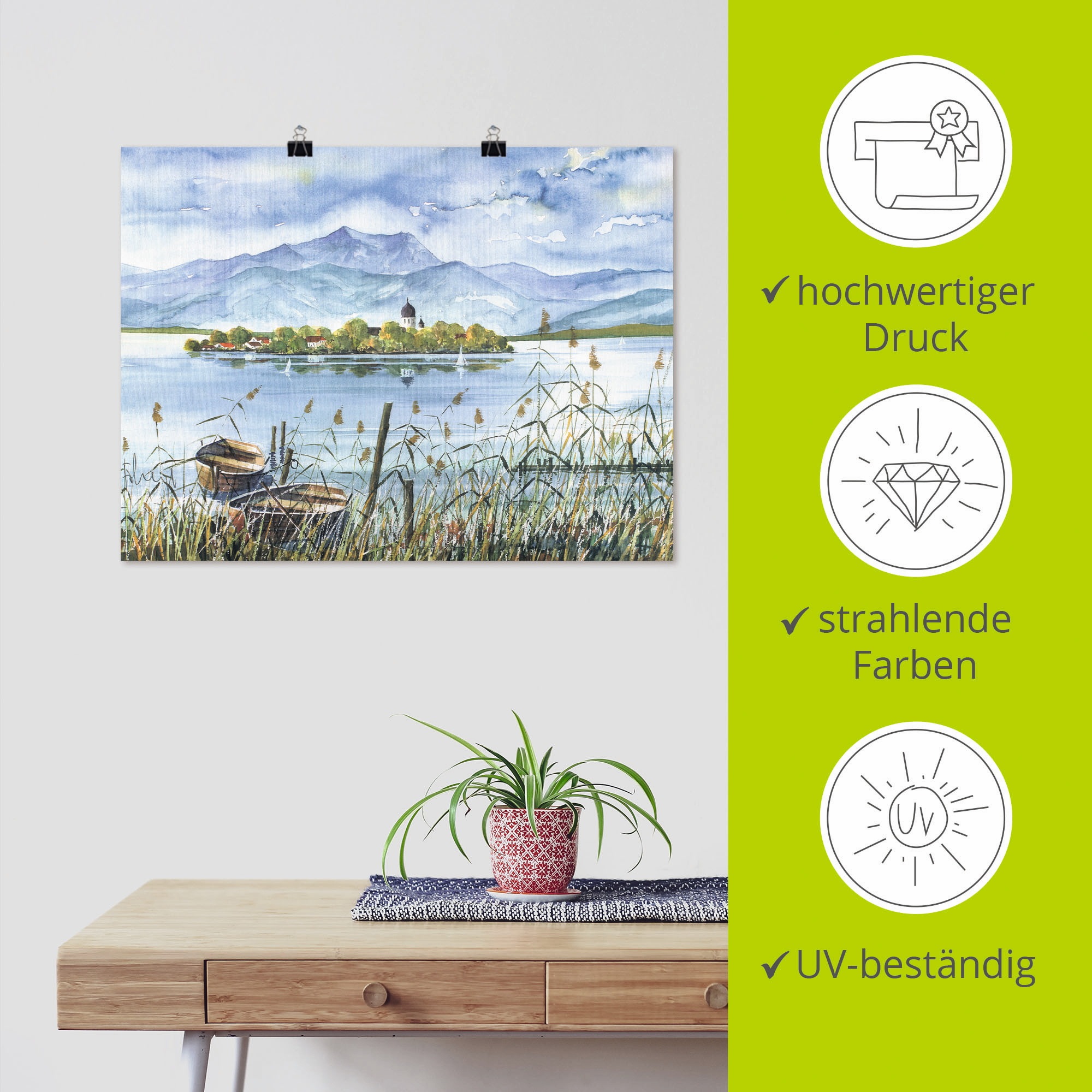 Artland Wandbild »Seeblick Herreninsel«, Gewässer, (1 St.), als Leinwandbild, Poster in verschied. Größen