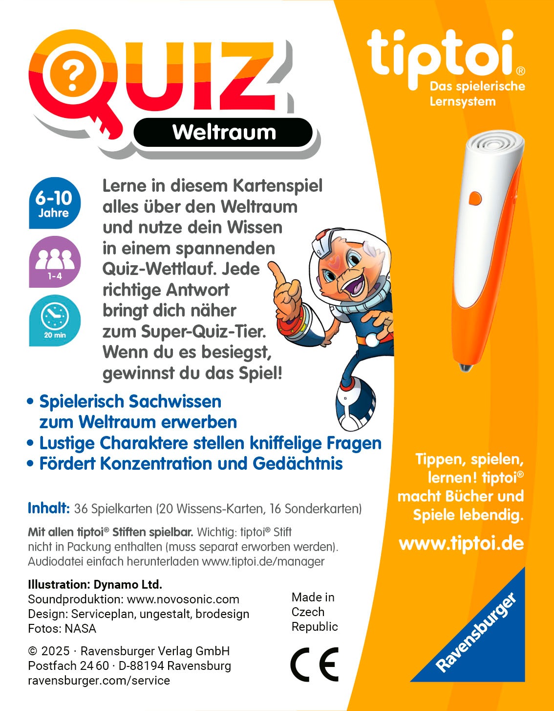 Ravensburger Spiel »tiptoi® Quiz Weltraum«, Made in Europe