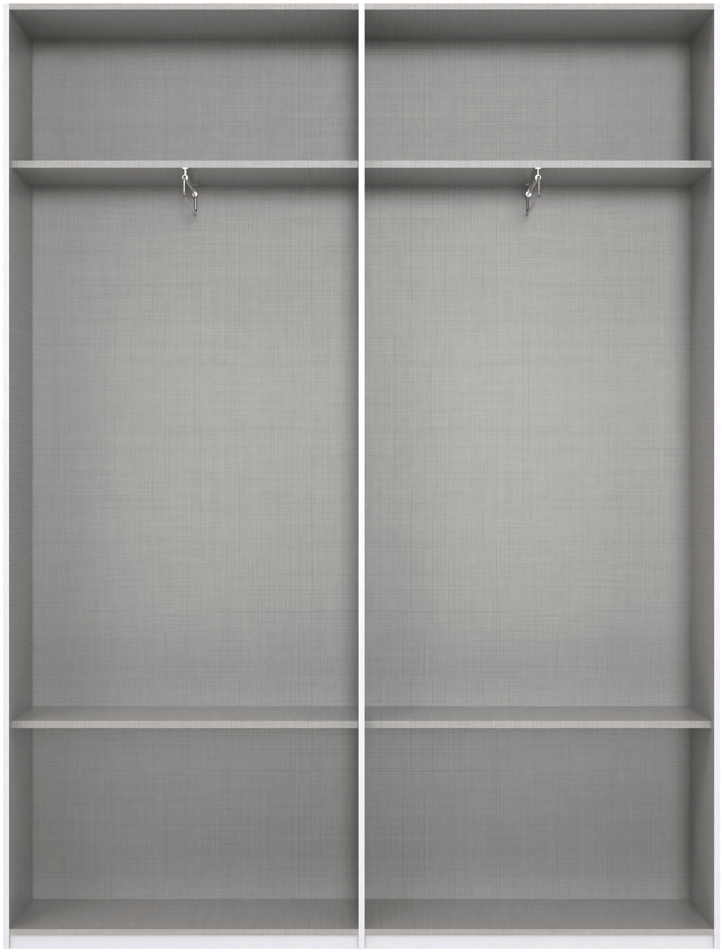 Wimex Kleiderschrank »Mugano, in 5 Breiten und 2 Höhen, Made in Germany«, (in Basic oder Premium Ausstattung mit 2 weiteren Einlegeböden), mit langen Griffstangen aus Metall, wahlweise mit oder ohne Spiegel