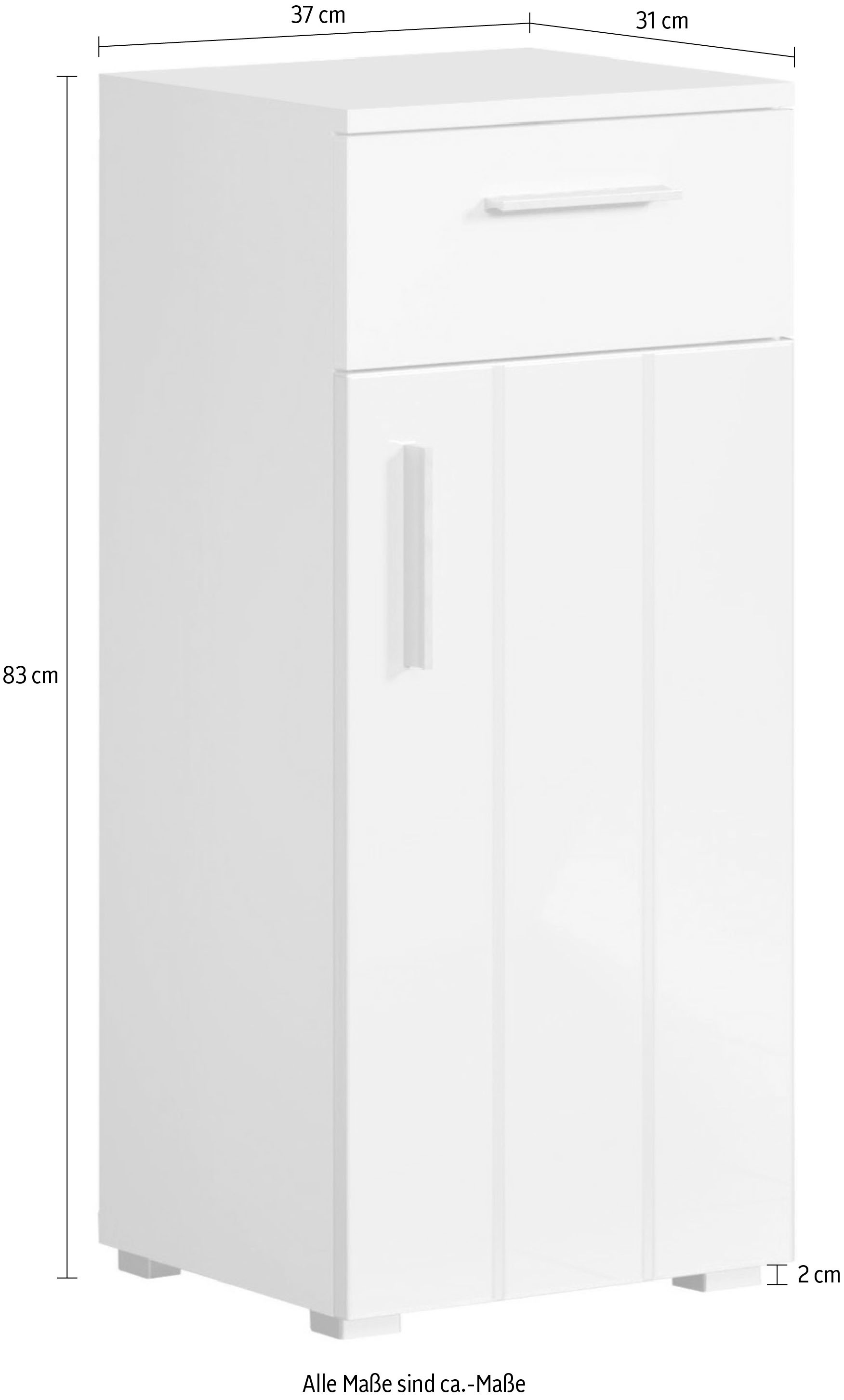 welltime Unterschrank »Prag«, (1 St.), Standschrank mit 1 Tür, 1 Schublade - (B/T/H) 37/31/83 cm