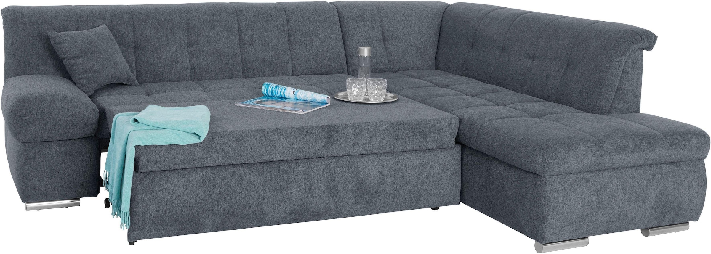 DOMO collection Ecksofa »Mona L-Form«, wahlweise mit Bett- und Armlehnfunktion