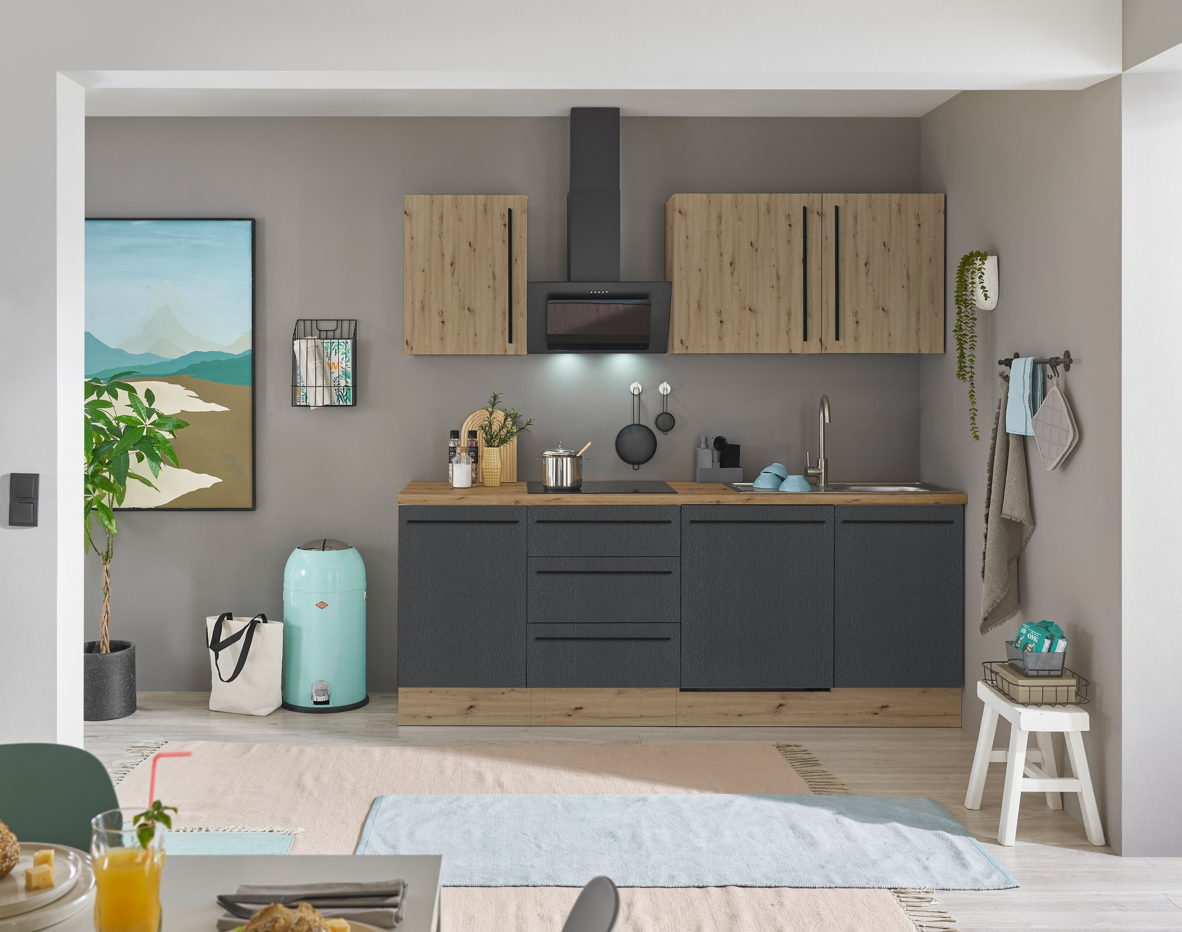 KOCHSTATION Küchenzeile »Florida«, Breite 220 cm, Softclose für Türen und Schubkästen, ohne E-Geräte