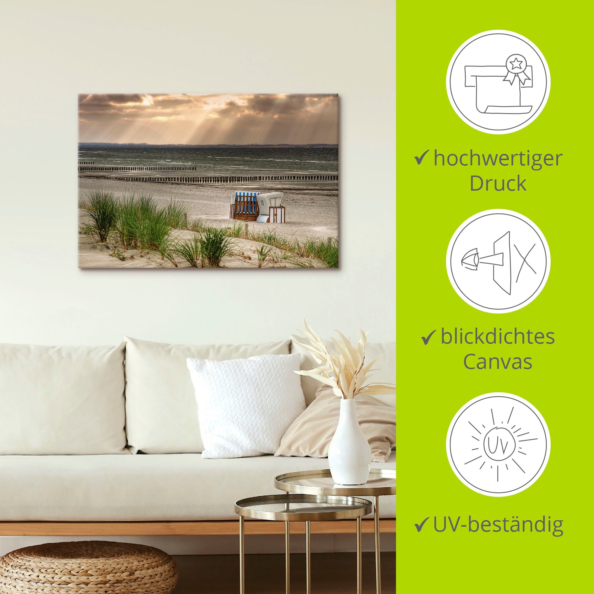 Artland Wandbild »Schwarzer Busch Strand auf Insel Poel«, Strand, (1 St.), als Alubild, Outdoorbild, Leinwandbild, Wandaufkleber, versch. Größen