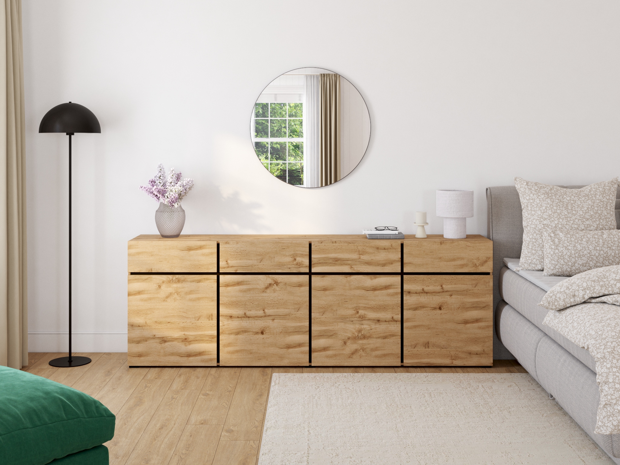 Loevschall Wandspiegel »Refine Wandspiegel rund – stilvoller Designspiegel mit edlem Rahmen,« in mehreren Größen & Farben für Bad, Schlafzimmer & Flur