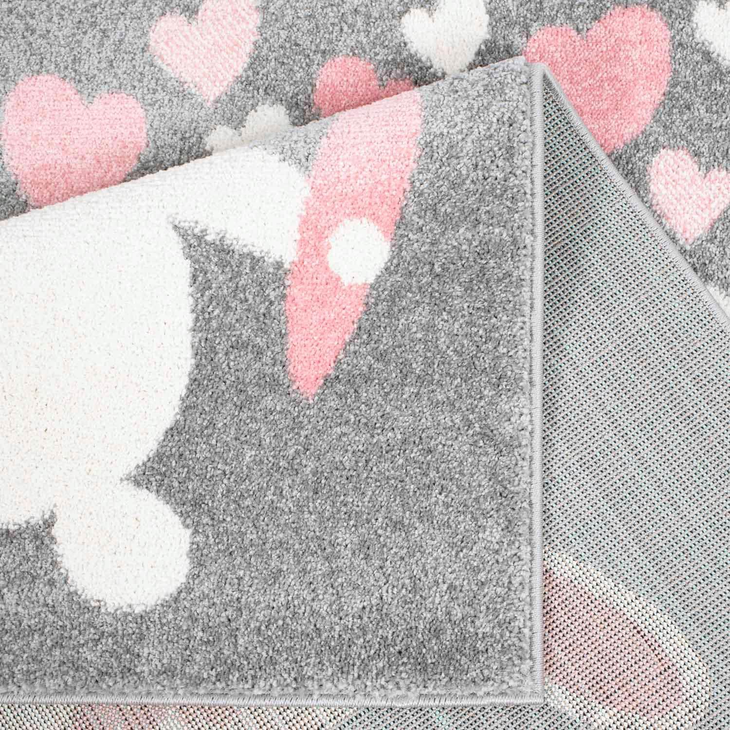 Carpet City Kinderteppich »Bubble Kids 1318«, rechteckig, 11 mm Höhe, Spielteppich, Hase, Herzen, Weicher Flor, Pflegeleicht, Kinderzimmer