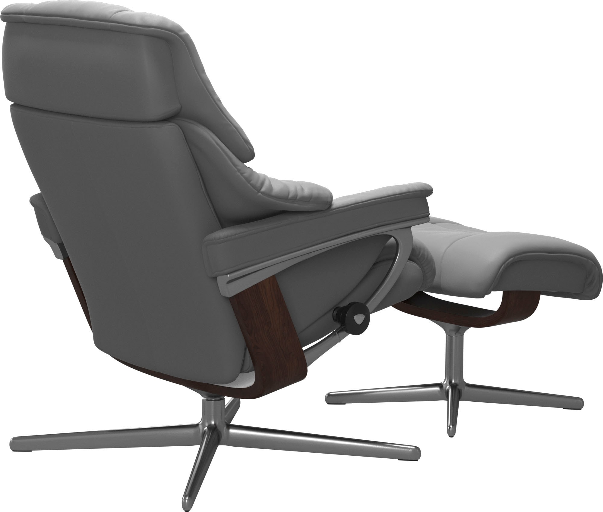 Stressless® Relaxsessel »Reno«, (Set, Relaxsessel mit Hocker), mit Hocker, mit Cross Base, Größe S, M & L, Holzakzent Braun