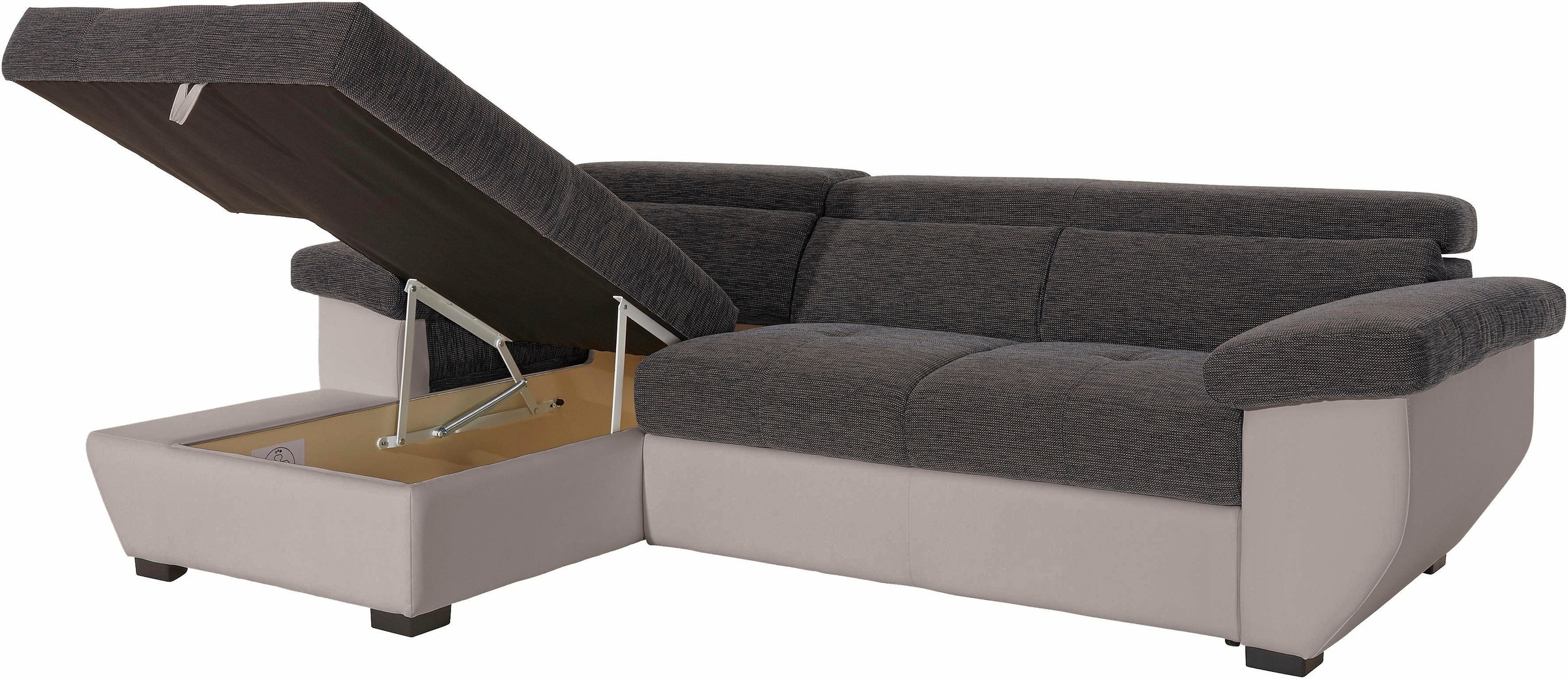 COTTA Polstergarnitur »Speedway L-Form«, (Set), Set bestehend aus: Ecksofa mit Kopfteilverstellung & Hocker