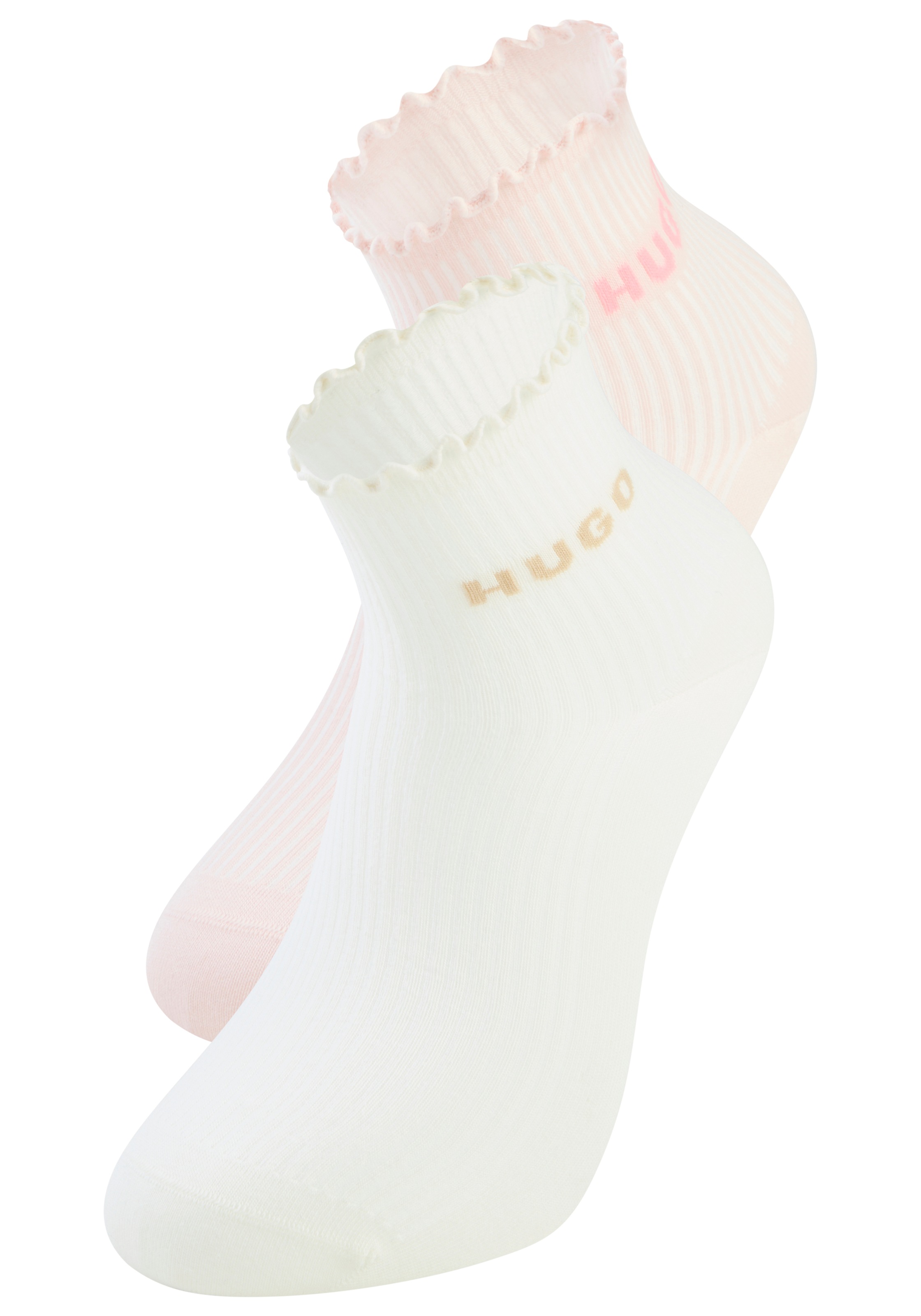 HUGO Underwear Kurzsocken mit gewellter Kante, Rippstruktur