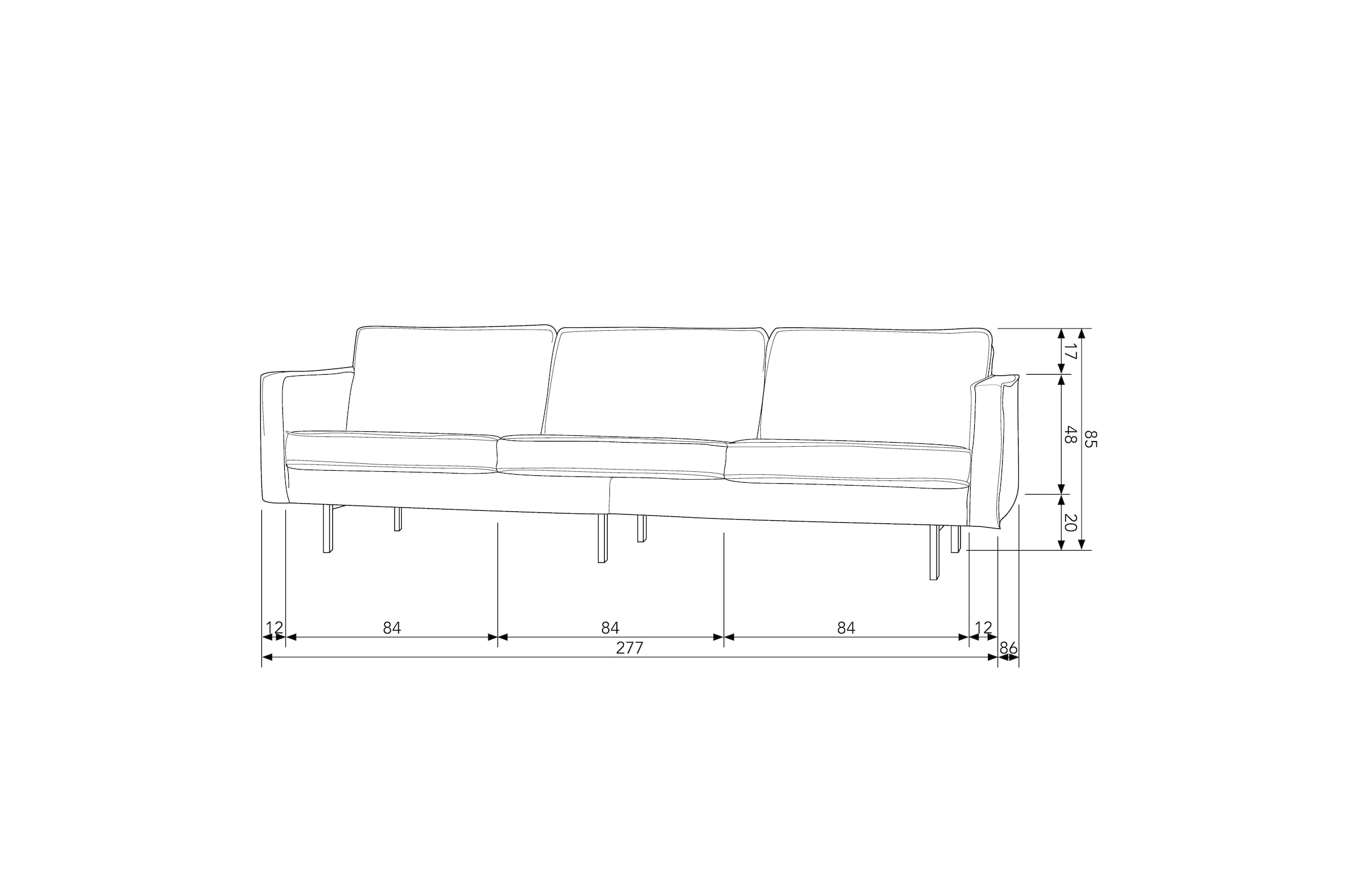 WOOOD 3-Sitzer »Rodeo Sofa«, in Lederoptik, Breite 277 ccm