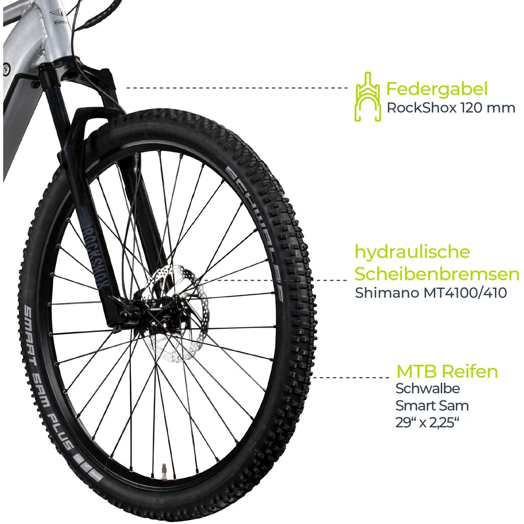 Zündapp E-Bike »HX522«, 12 Gang, SRAM, NX Eagle RD-NX-1.B1, Mittelmotor 250 W