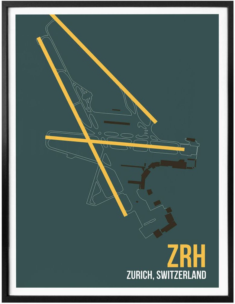 Wall-Art Poster »Wandbild ZRH Grundriss Zürich«, Grundriss, (1 St.), Poster ohne Bilderrahmen