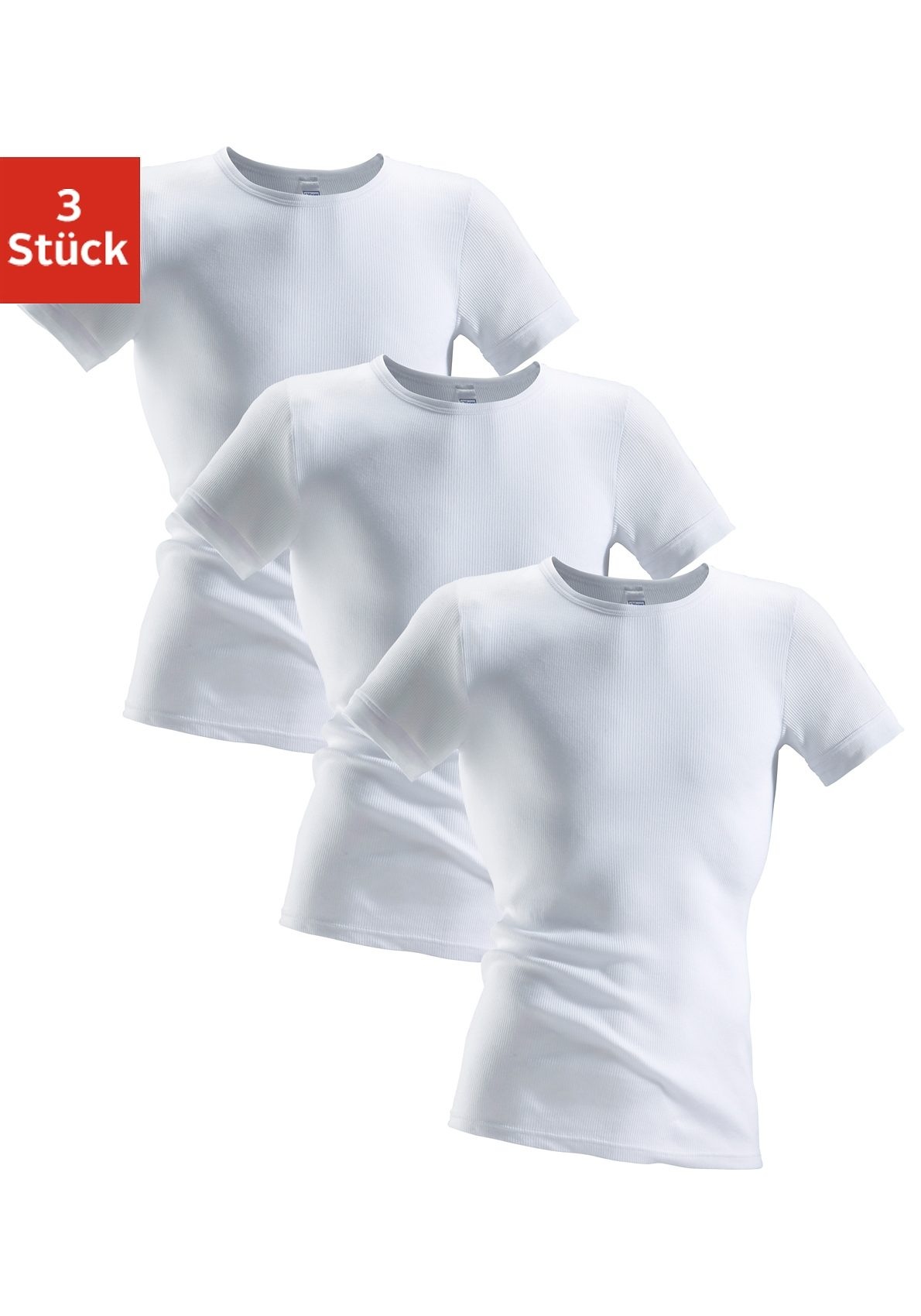 Unterhemd 3 Stk. tlg aus Doppelripp, T-Shirt, Unterziehshirt, Kurzarm T-Shirt, Gr. 9, weiß