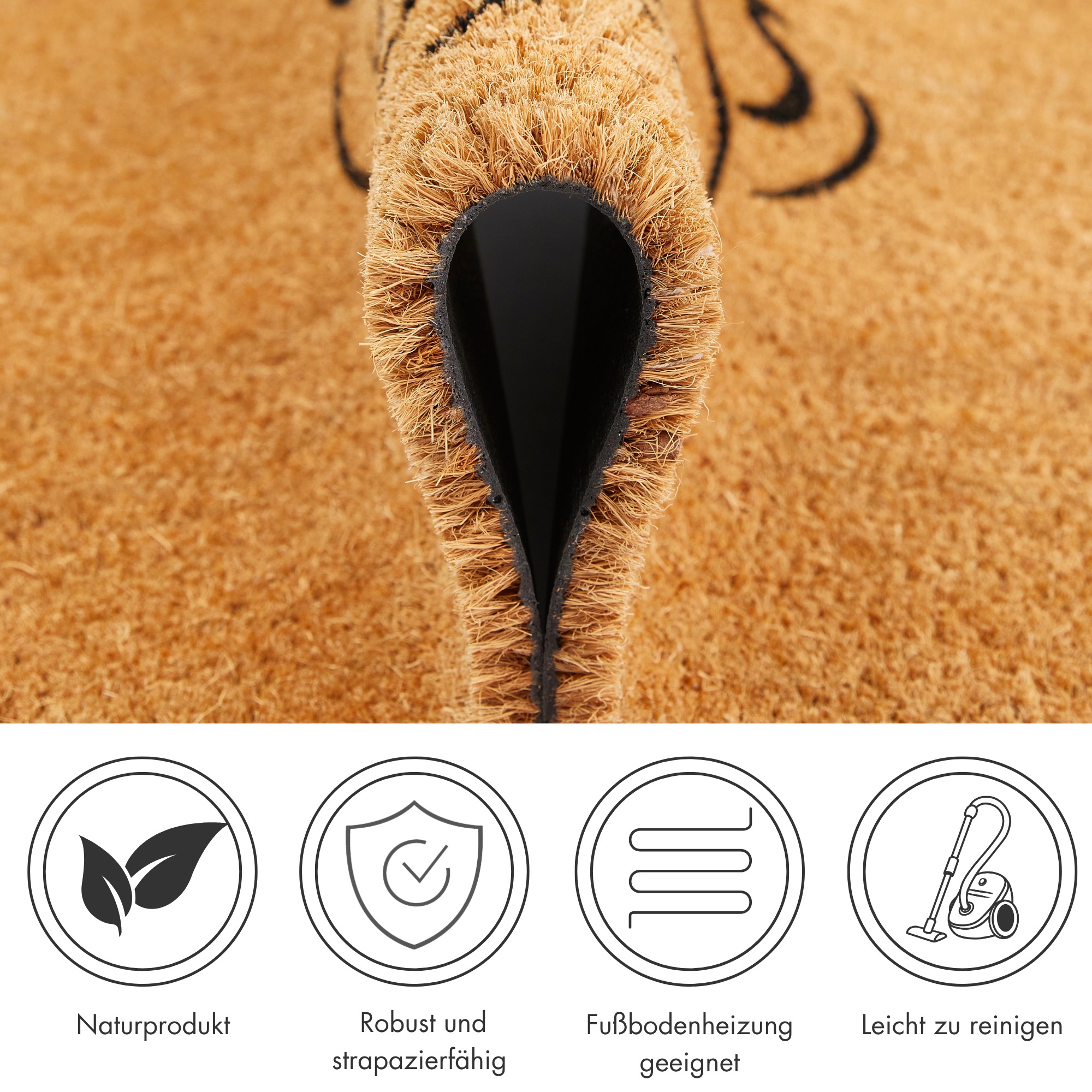 Andiamo Fußmatte »Kokos«, rechteckig, 15 mm Höhe, Schmutzfangmatte, Kokosmatte, mit Spruch, Motiv Hund oder Katze