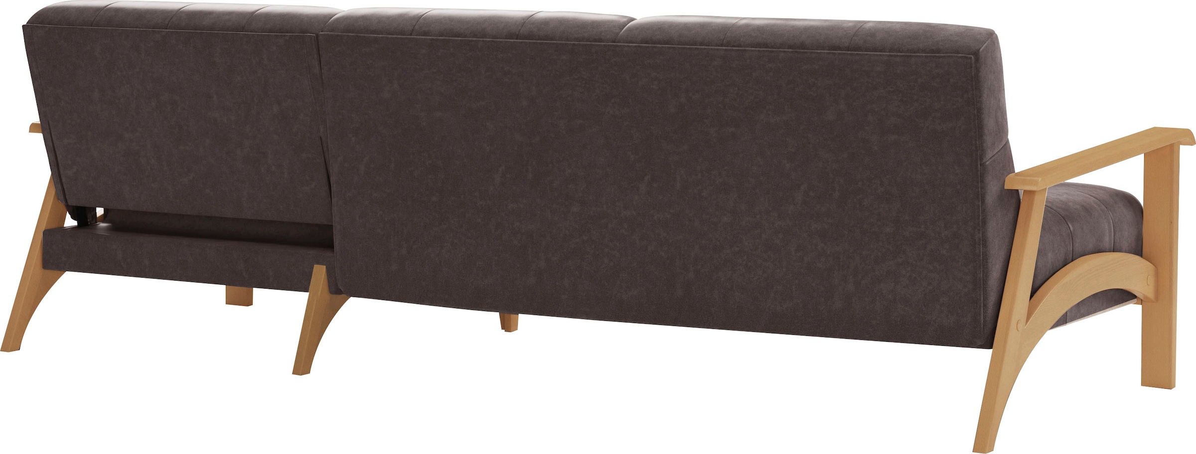 sit&more Ecksofa »Billund L-Form«, Armlehnen aus eichefarbigem Buchenholz, verschiedene Bezüge und Farben