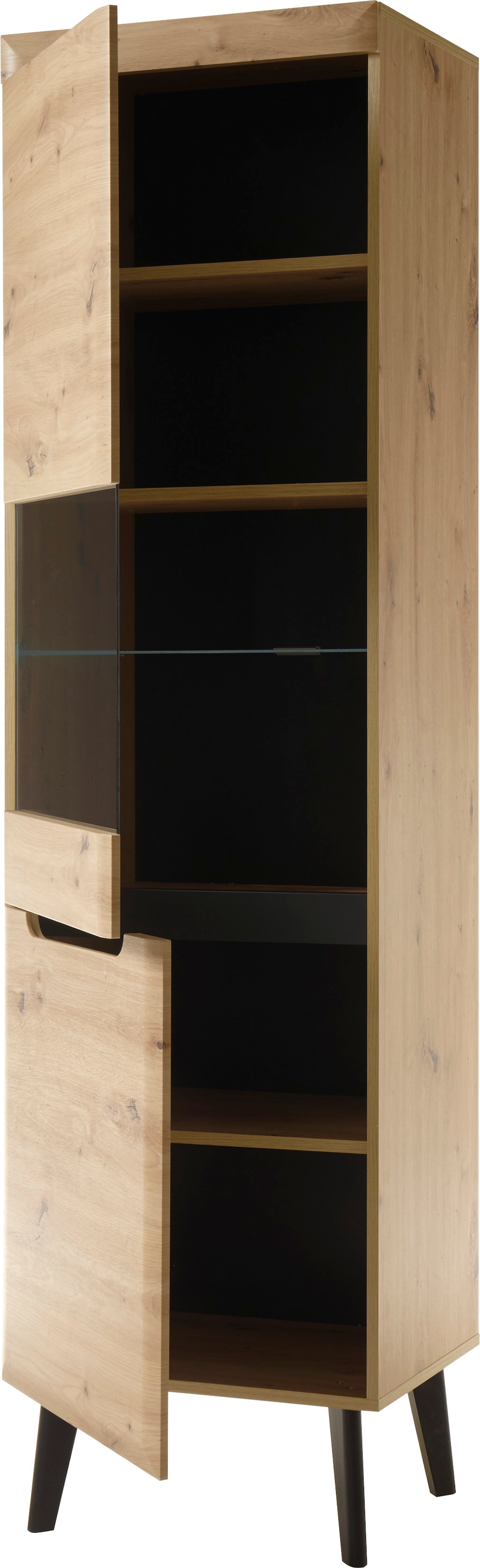 INOSIGN Vitrine »Torge, Hochschrank, Glasvitrine, Standvitrine, Vitrinenschrank«, (1 St.), in drei verschiedenen Farben verfügbar, Glastür & -boden, 53 cm breit