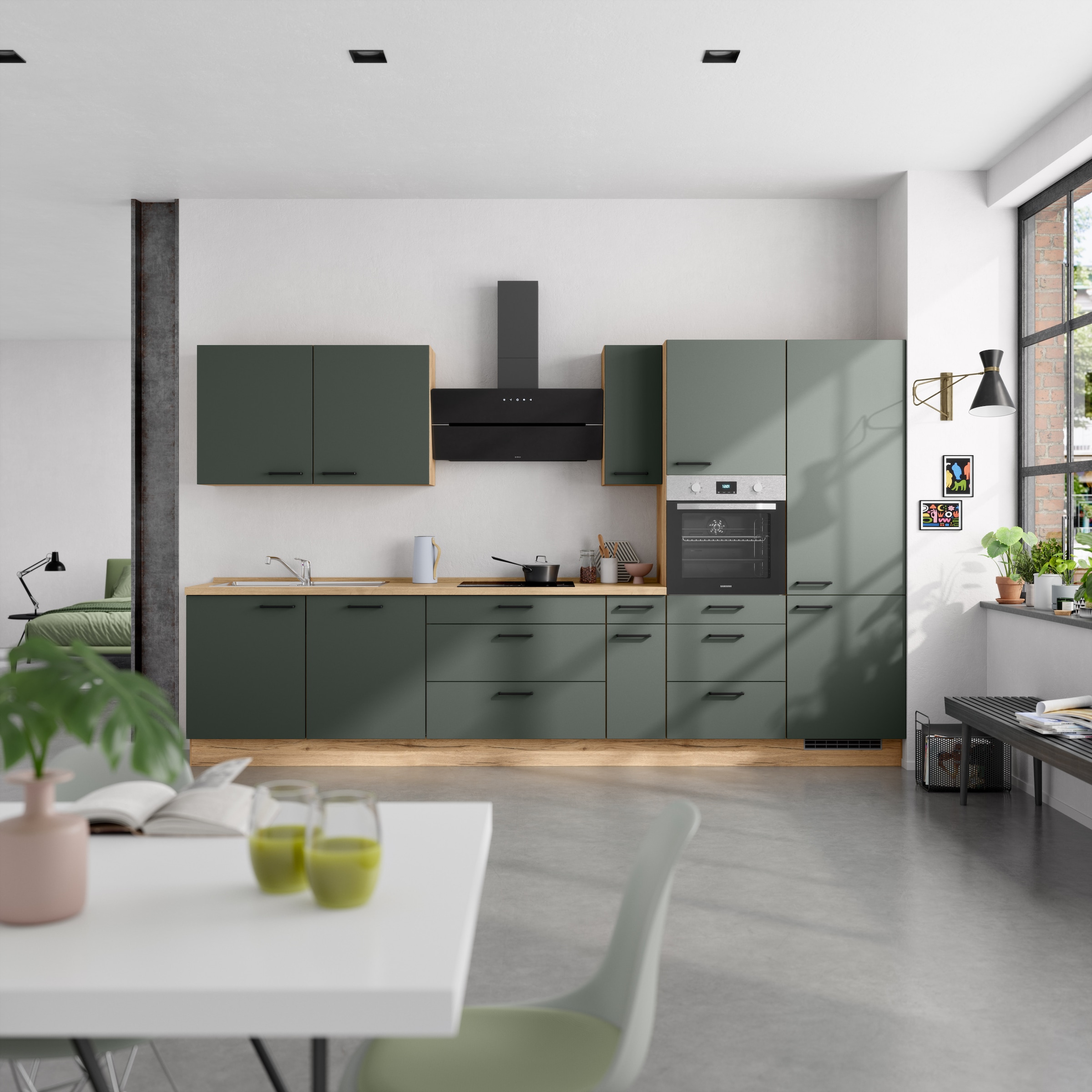 nobilia® Küchenzeile »"Easytouch II"«, vormontiert, Ausrichtung wählbar, Breite 360 cm, wahlw. mit E-Geräten