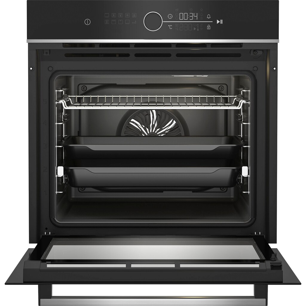 BEKO Einbaubackofen »BBIM13400XPSE«, BBIM13400XPSE, mit 1-fach-Teleskopauszug, Pyrolyse-Selbstreinigung