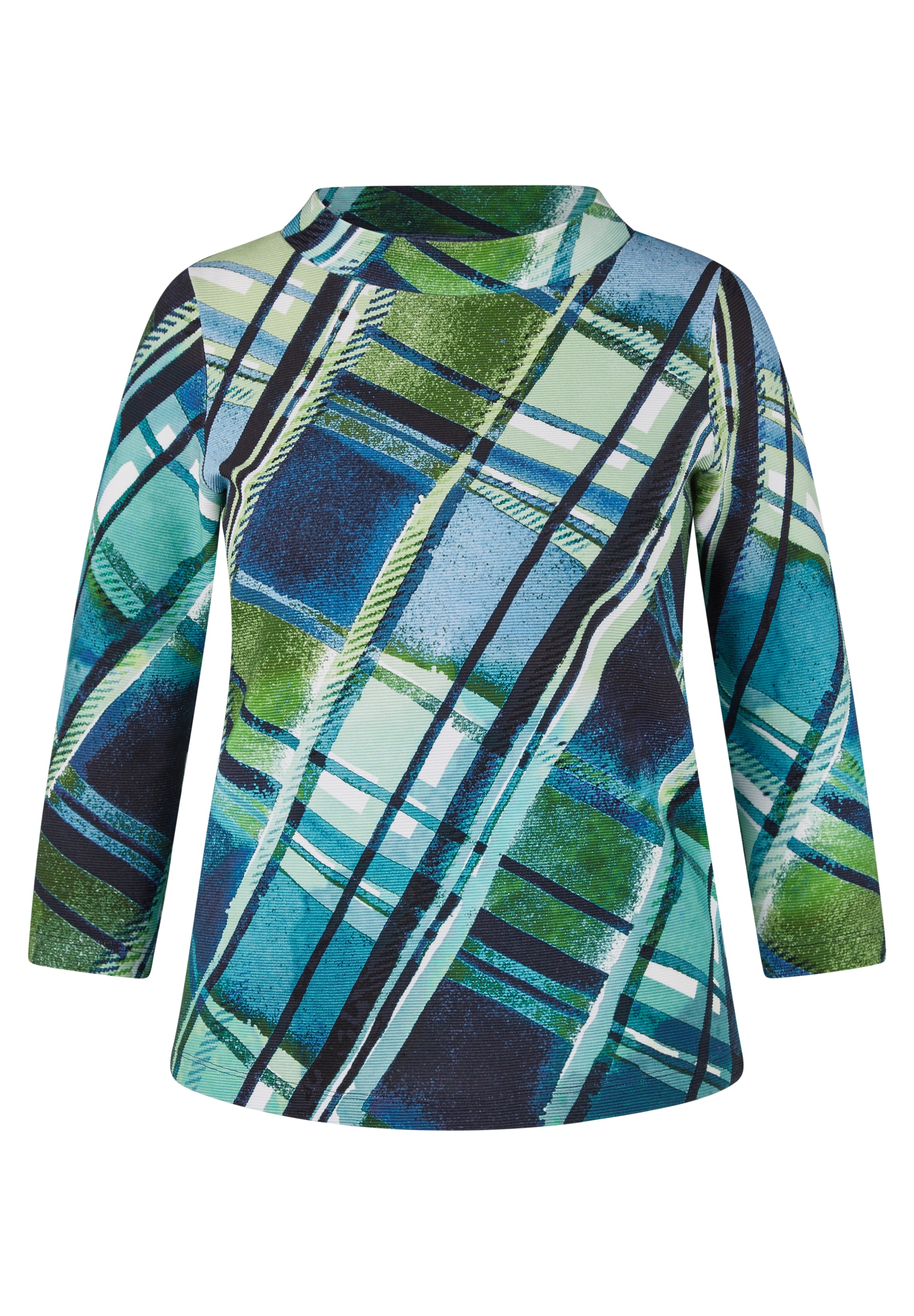 Rabe 3/4-Arm-Shirt mit grafischem Muster und Stehkragen