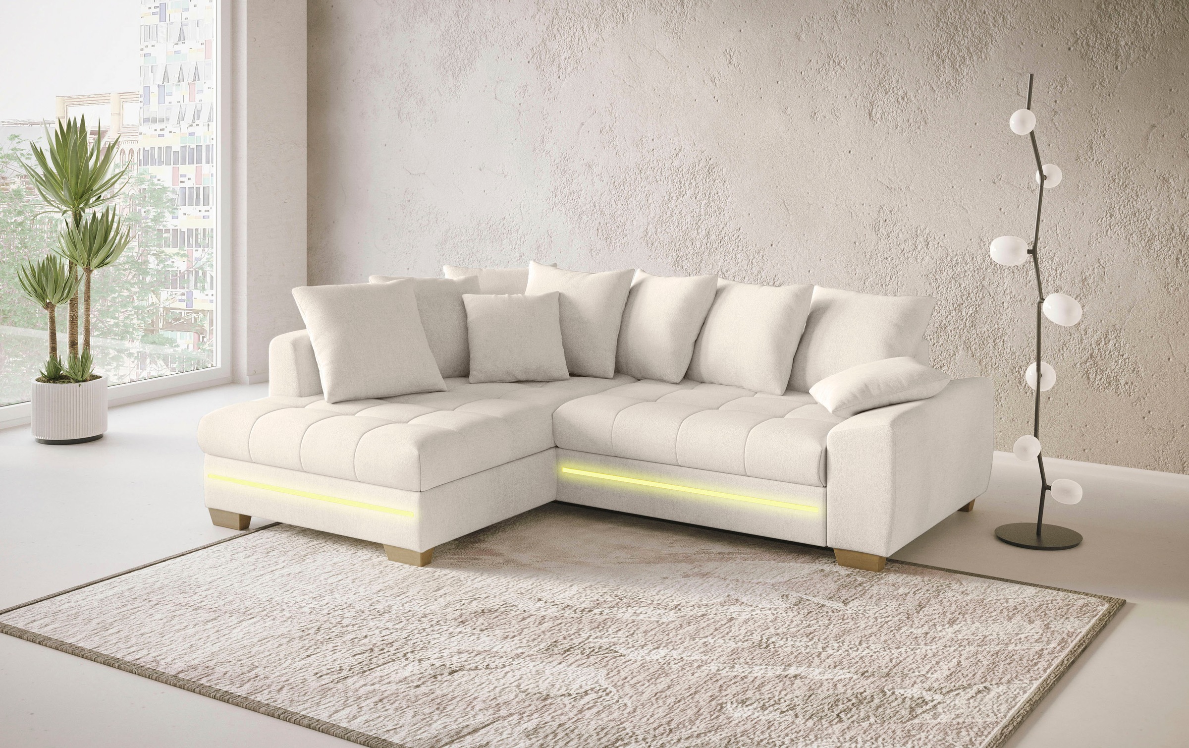 Mr. Couch Ecksofa »Nikita II, L-Form«, mit Kaltschaum, RGB-LED Beleuchtung, günstig online kaufen