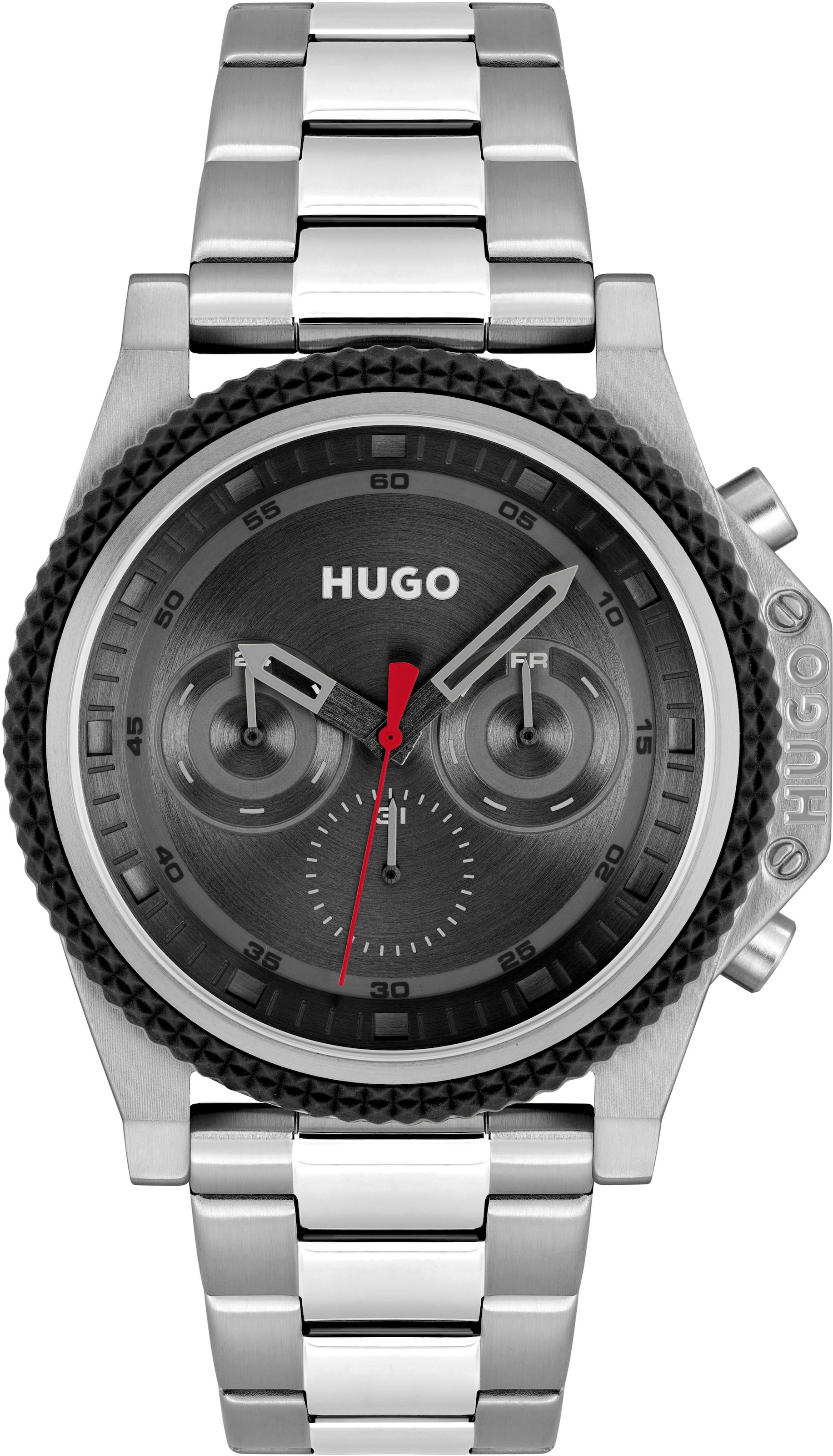 HUGO Multifunktionsuhr »#BRAVE«, Quarzuhr, Armbanduhr, Herrenuhr, Datum, 12/24-Stunden-Anzeige