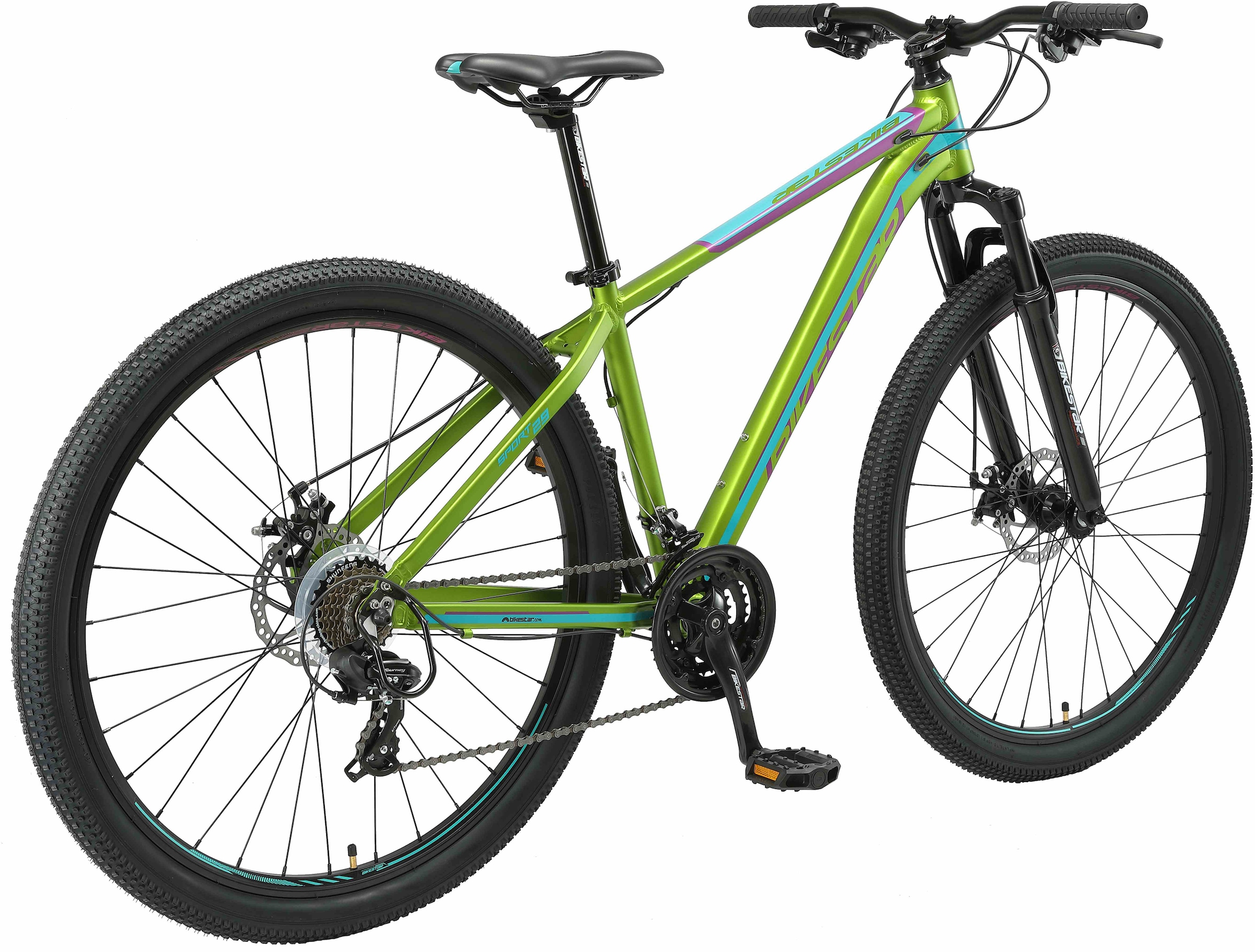 Bikestar Mountainbike, 21 Gang, Shimano, RD-TY300 Schaltwerk, Kettenschaltung, für Damen und Herren, Kettenschaltung