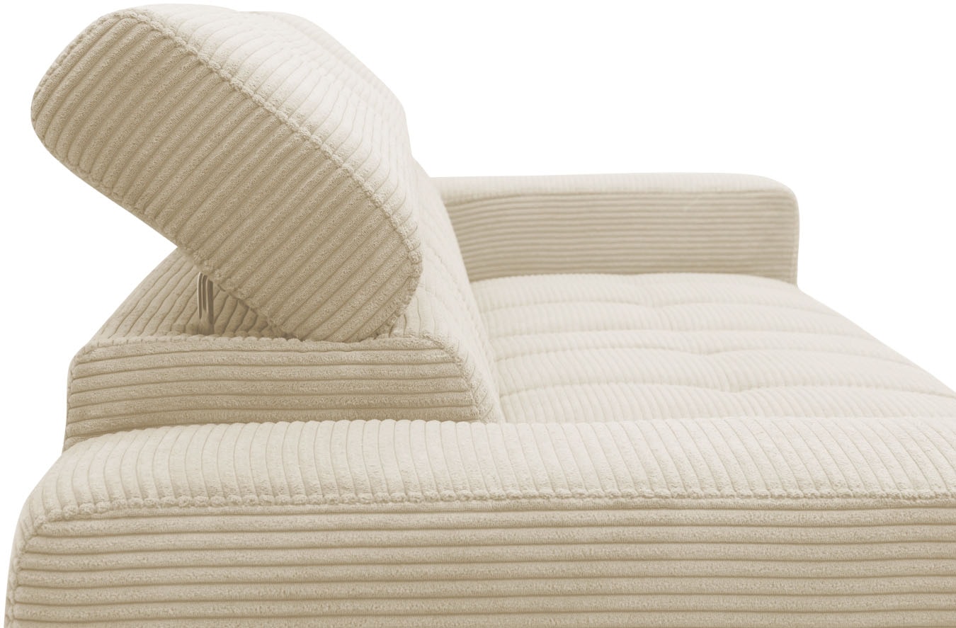 DOMO collection Ecksofa »Trento L-Form, mit Kufenfuß oder Einzelfuß«, wahlweise mit Kopfteilverstellung, Recamiere links/rechts bestellbar