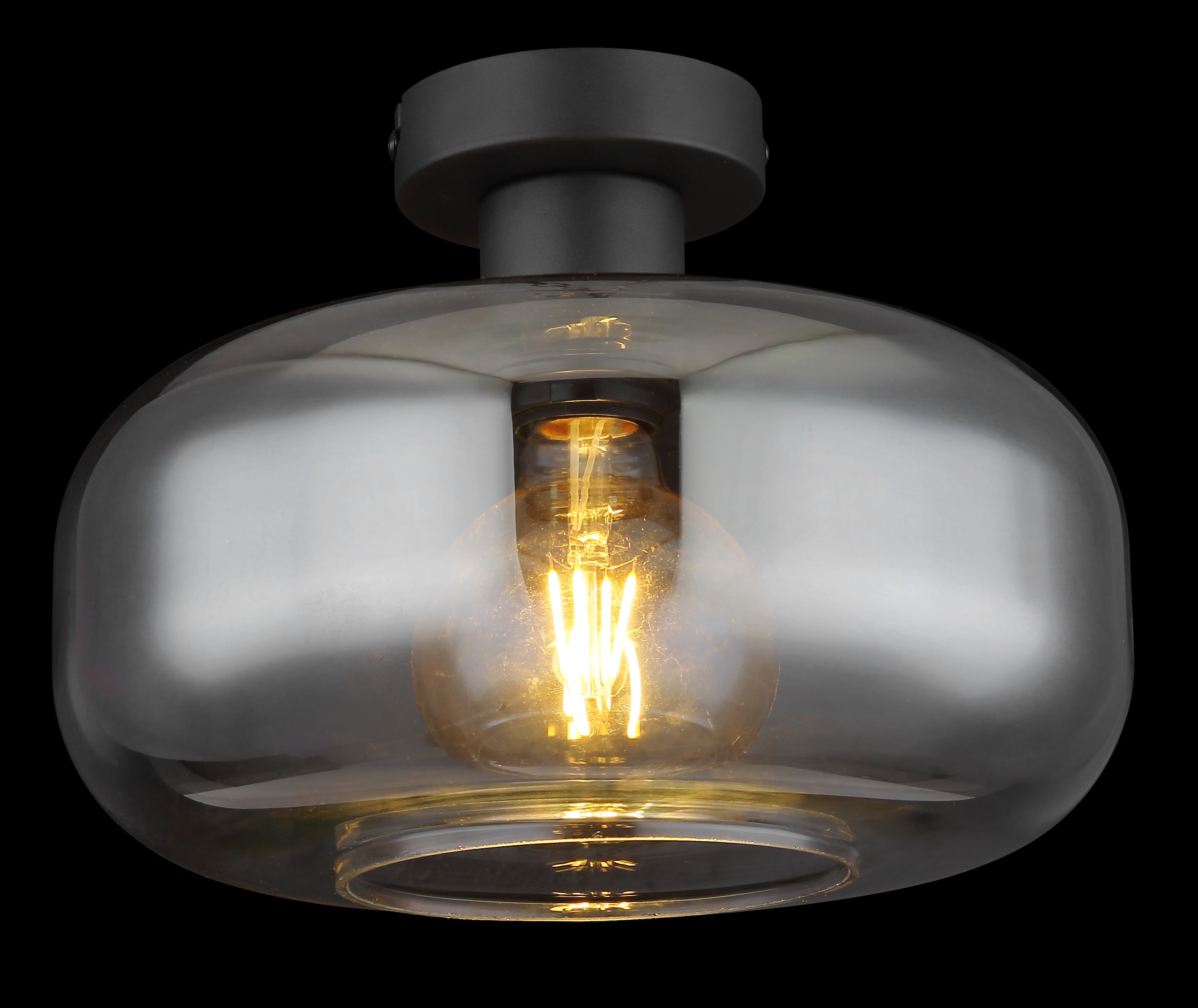GLOBO LIGHTING Deckenleuchte »GIUSEPPE«, Leuchtmittel E27 | ohne Leuchtmittel, Deckenlampe/Metall/Glas rauchfarben/Wohnzimmer/Flur