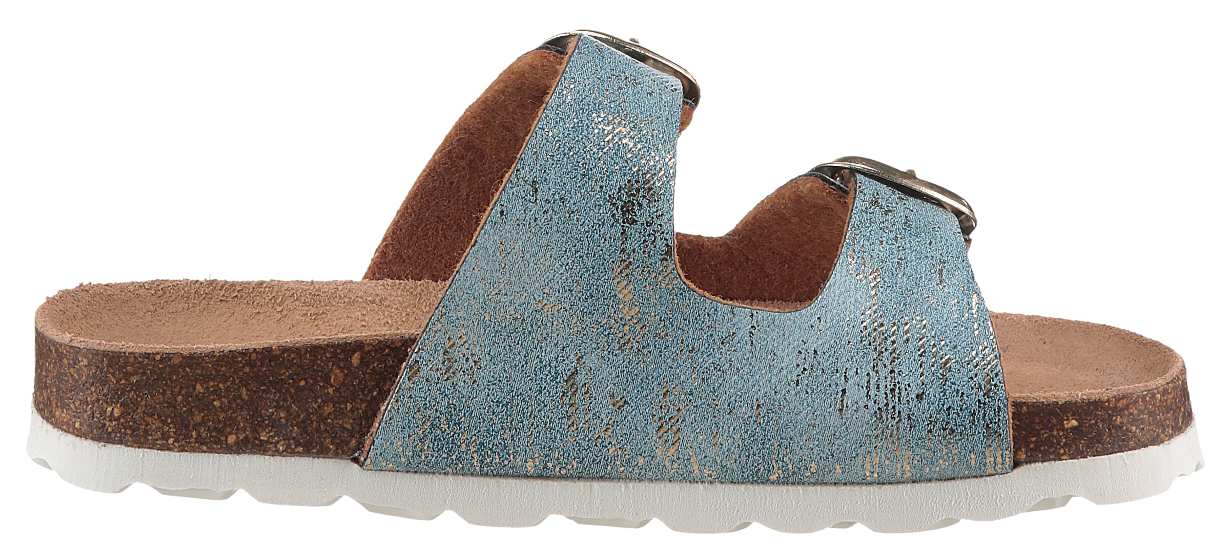 KIDSWORLD Pantolette, Sommerschuh, Strandschuh, Urlaubschuh, Hausschuh mit Schnallen