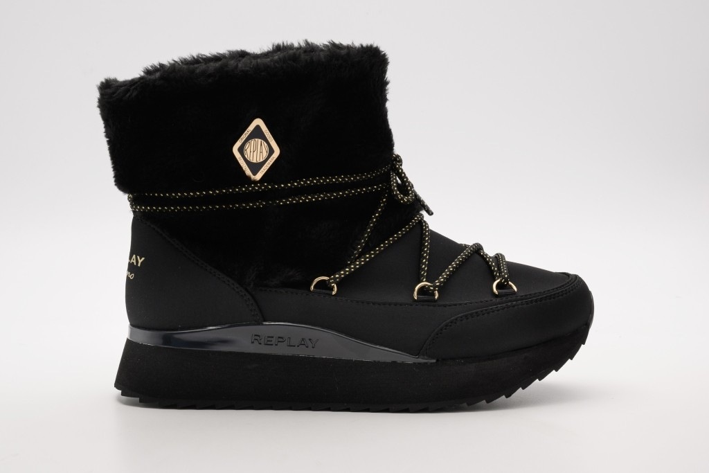 Replay Winterboots »PENNY MID FUR«  Schnürboots, Plateauboots mit seitlichem Logoschriftzug