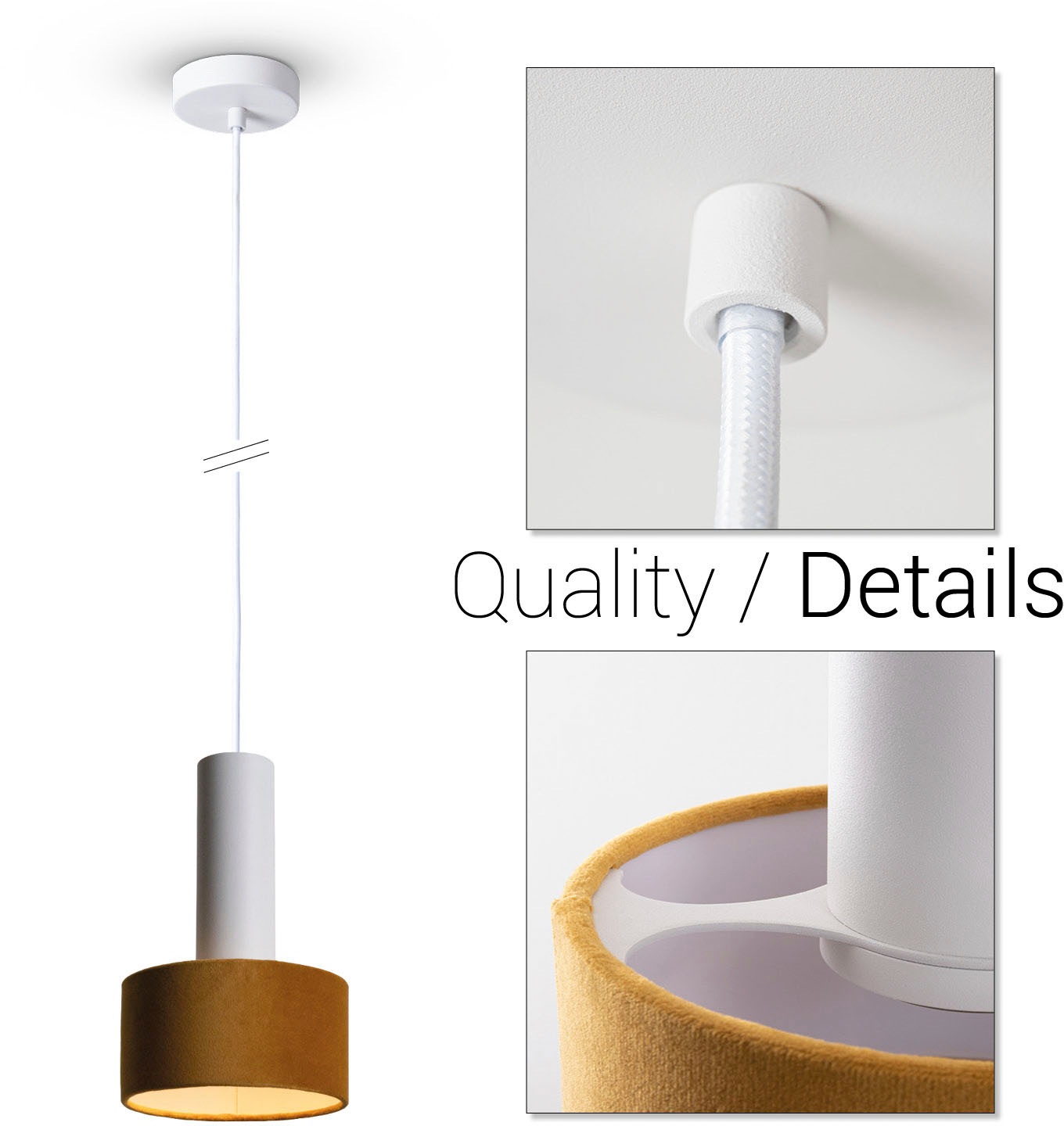 Paco Home Pendelleuchte »VELUTA«, Leuchtmittel GU10 | ohne Leuchtmittel, Wohnzimmer Hängeleuchte Stoffschirm Esszimmer Modern GU10