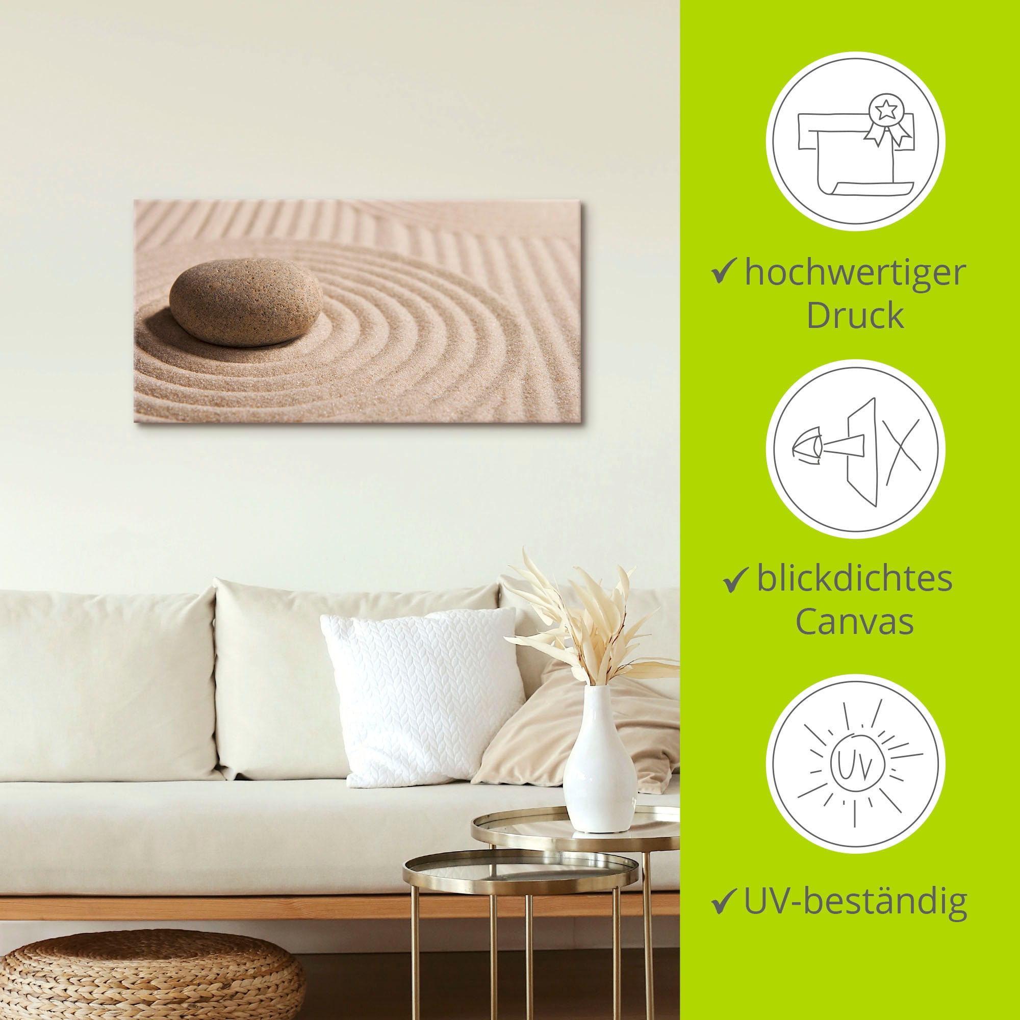 Artland Leinwandbild »Mini Zen Garten - Sand« Zen 1 Stk. tlg. auf Holzrahmen gespannt