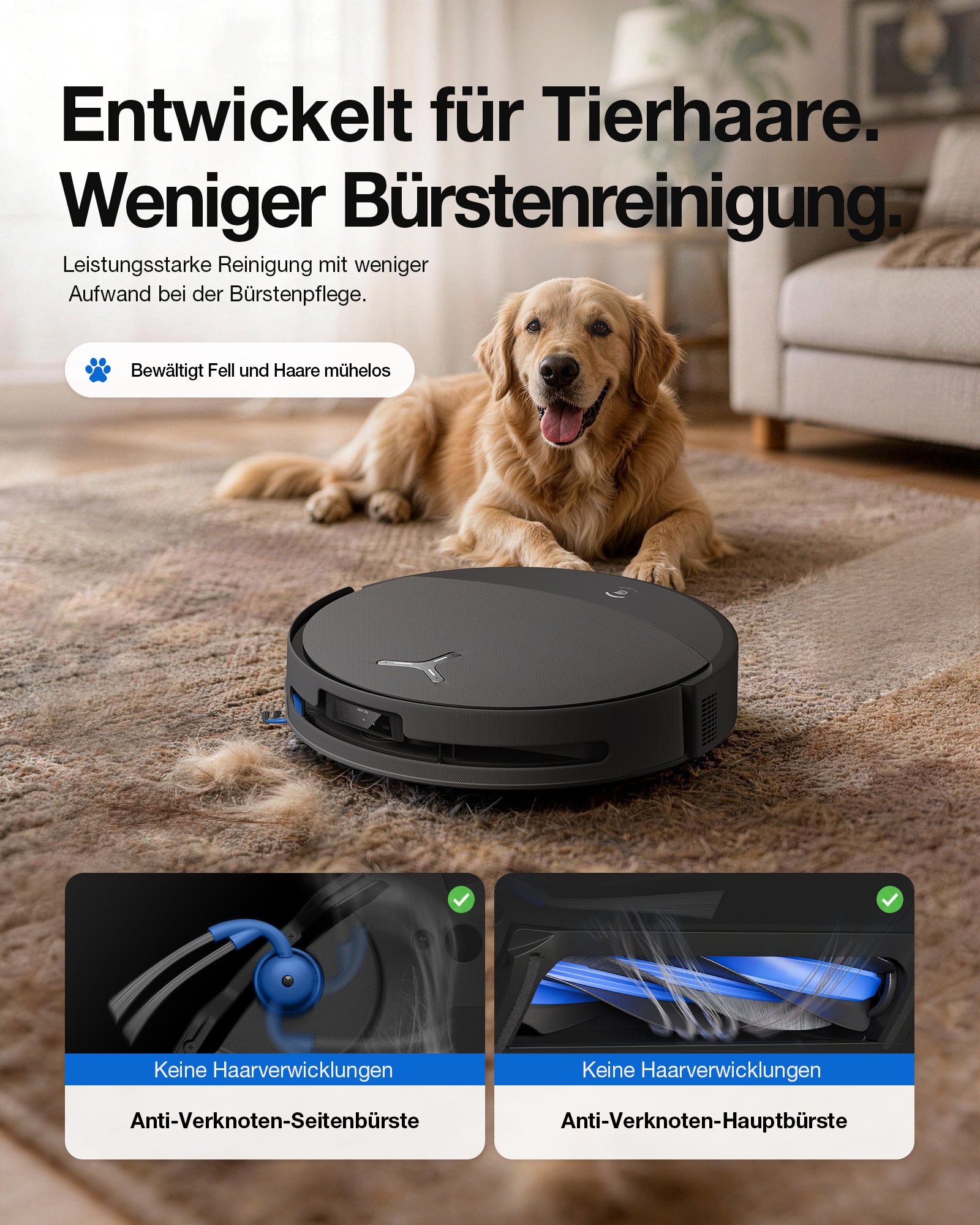 ECOVACS Nass-Trocken-Saugroboter »DEEBOT X11S OmniCyclone Care Kit, All-in-One Station (beutellos)« 30.000 Pa + 16 L/s (Luftstrom), 27cm Wischrolle, Care Kit