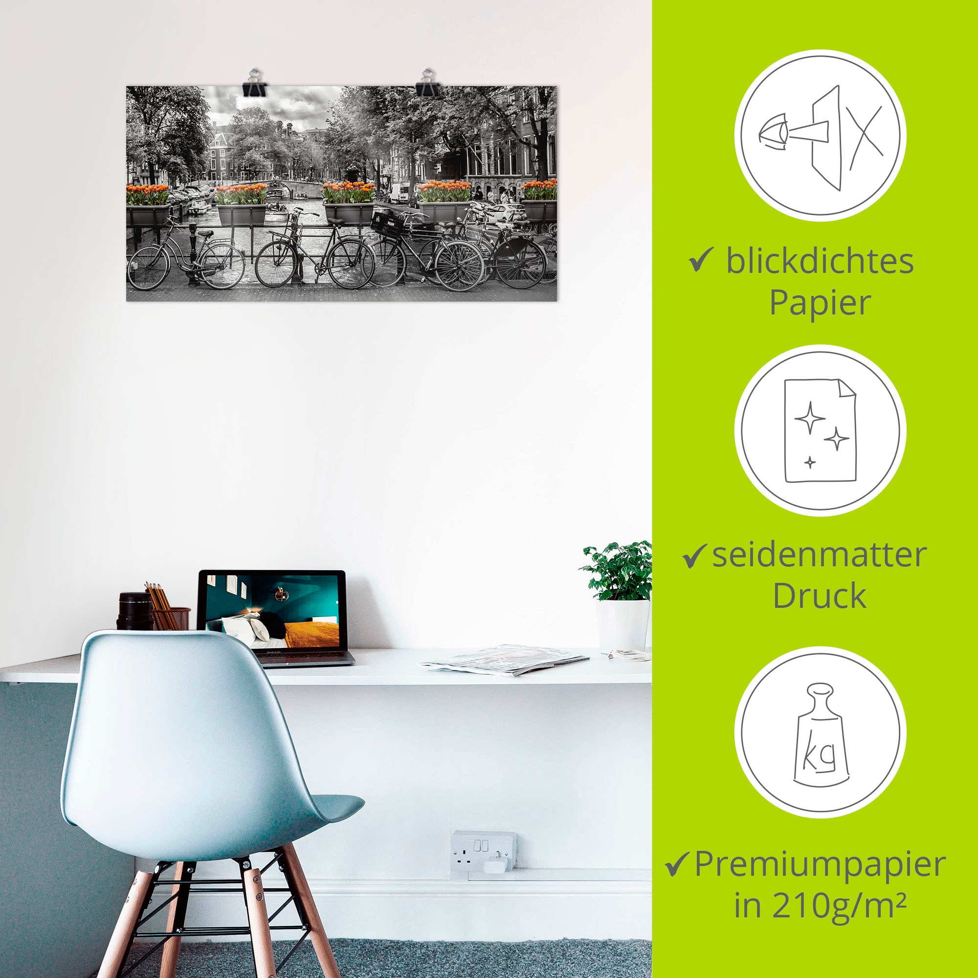 Artland Wandbild »Amsterdam Herengracht I«, Fahrräder, (1 St.), als Leinwandbild, Poster, Wandaufkleber in verschied. Größen
