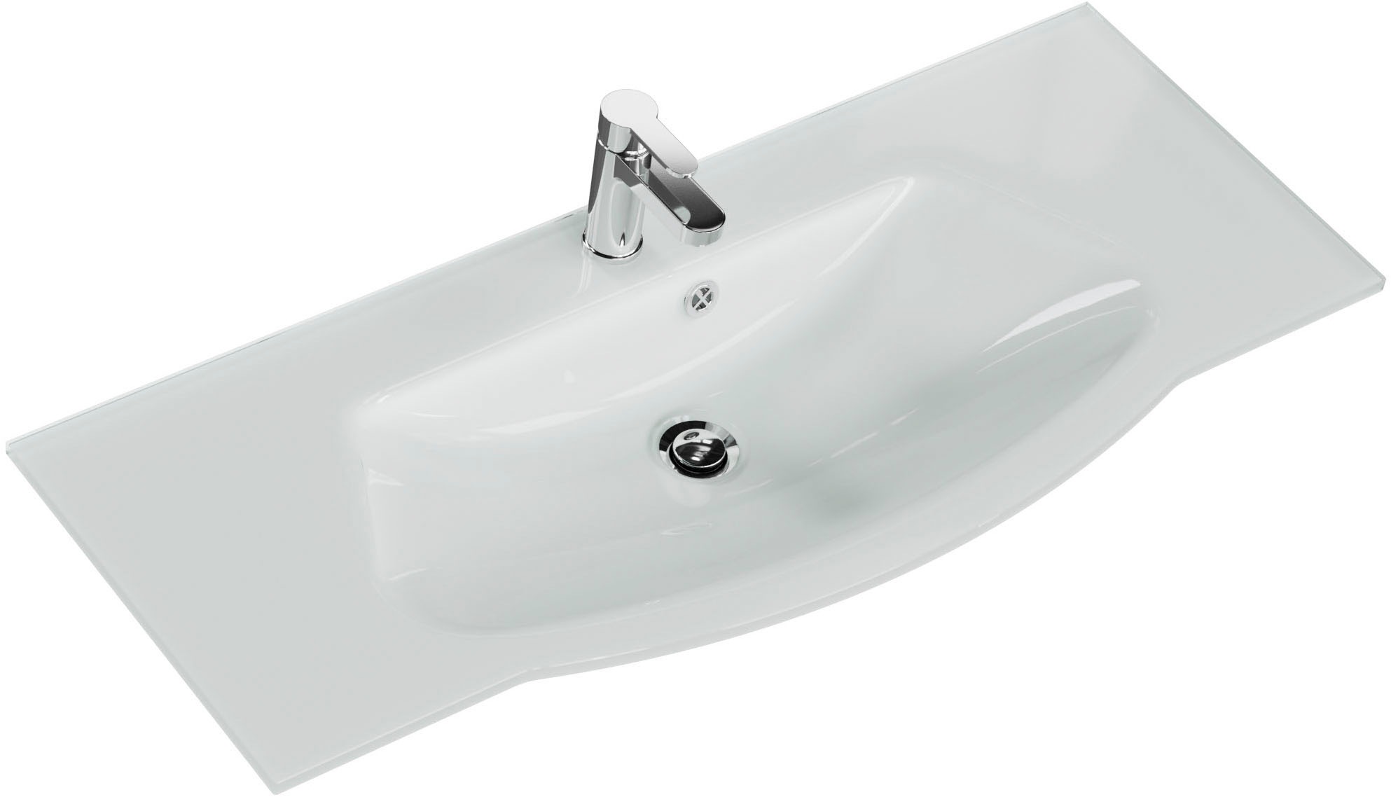 Saphir Badmöbel-Set »Serie 4005, vormontiert, Glaswaschbecken, Spiegelschrank« Set, 5 Stk. tlg.