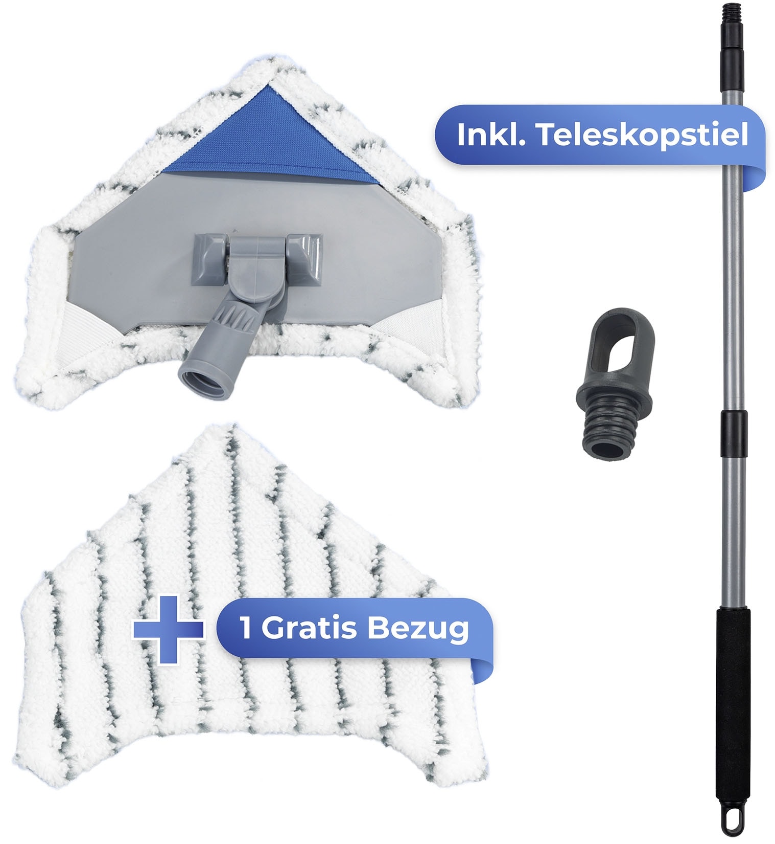 Maximex Bodenwischer-Set »Multiflex-Wischer inkl. Teleskopstiel«, (Set, 5 St.), für Fliesen, Fenster und Böden, mit Aufhangöse