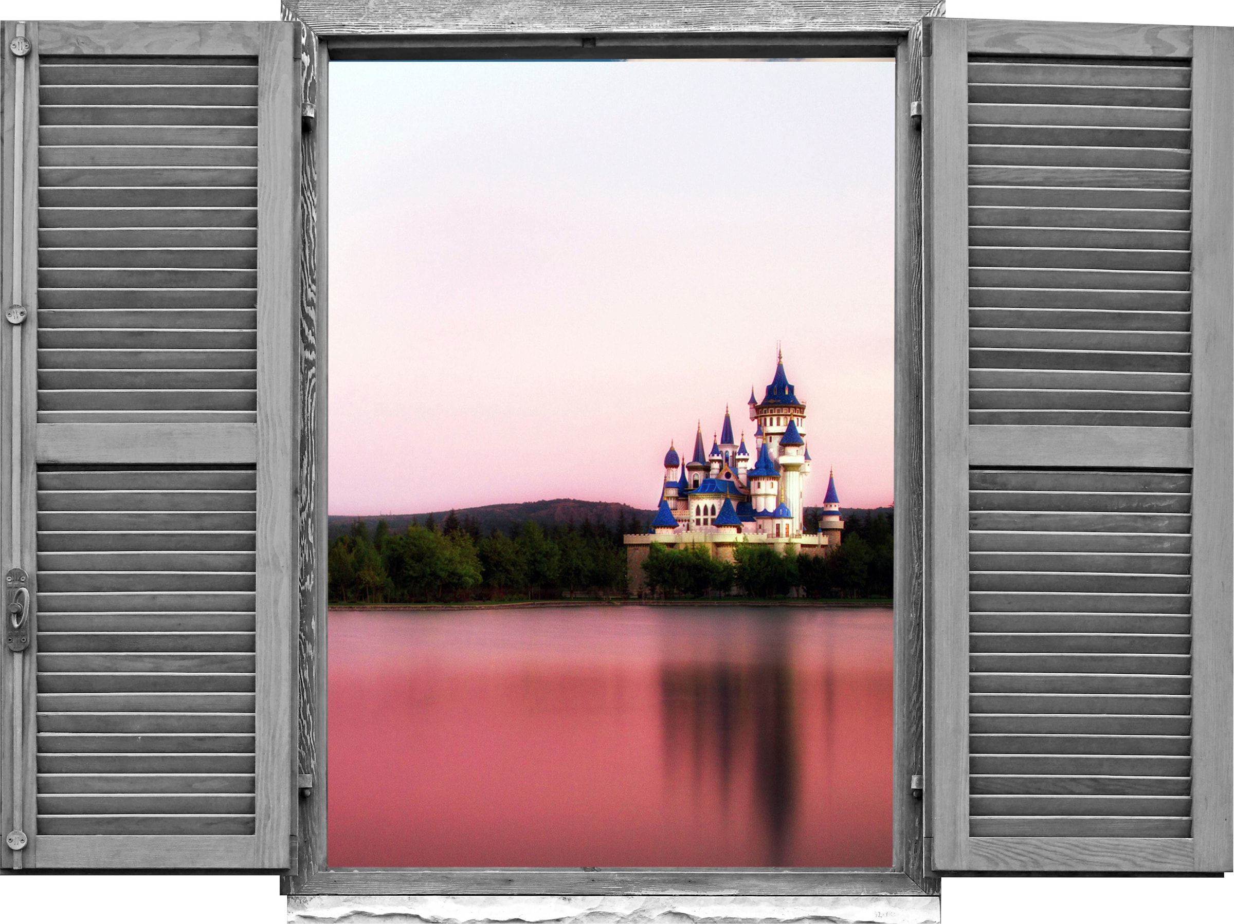 queence Wandtattoo »Schloss« Wandsticker, Wandbild, selbstklebend, 3D, Fens günstig online kaufen