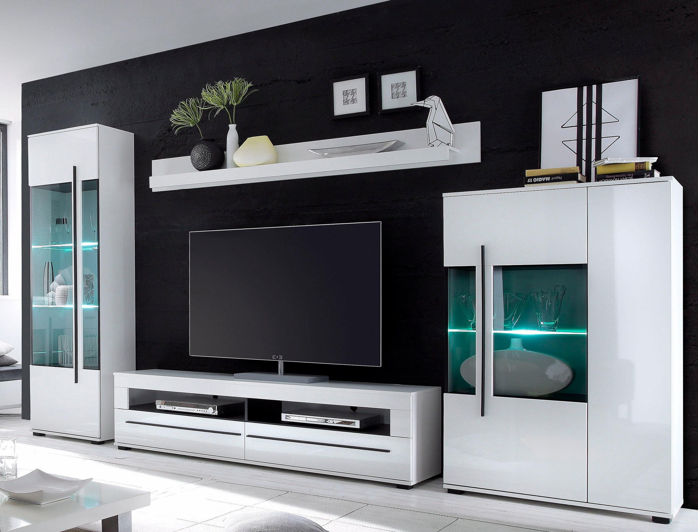 INOSIGN Wohnwand »Cantara, moderne Anbauwand, Wohnzimmer-Set, in Eiche Evoke oder Weiß«, (Set, 4 St.)