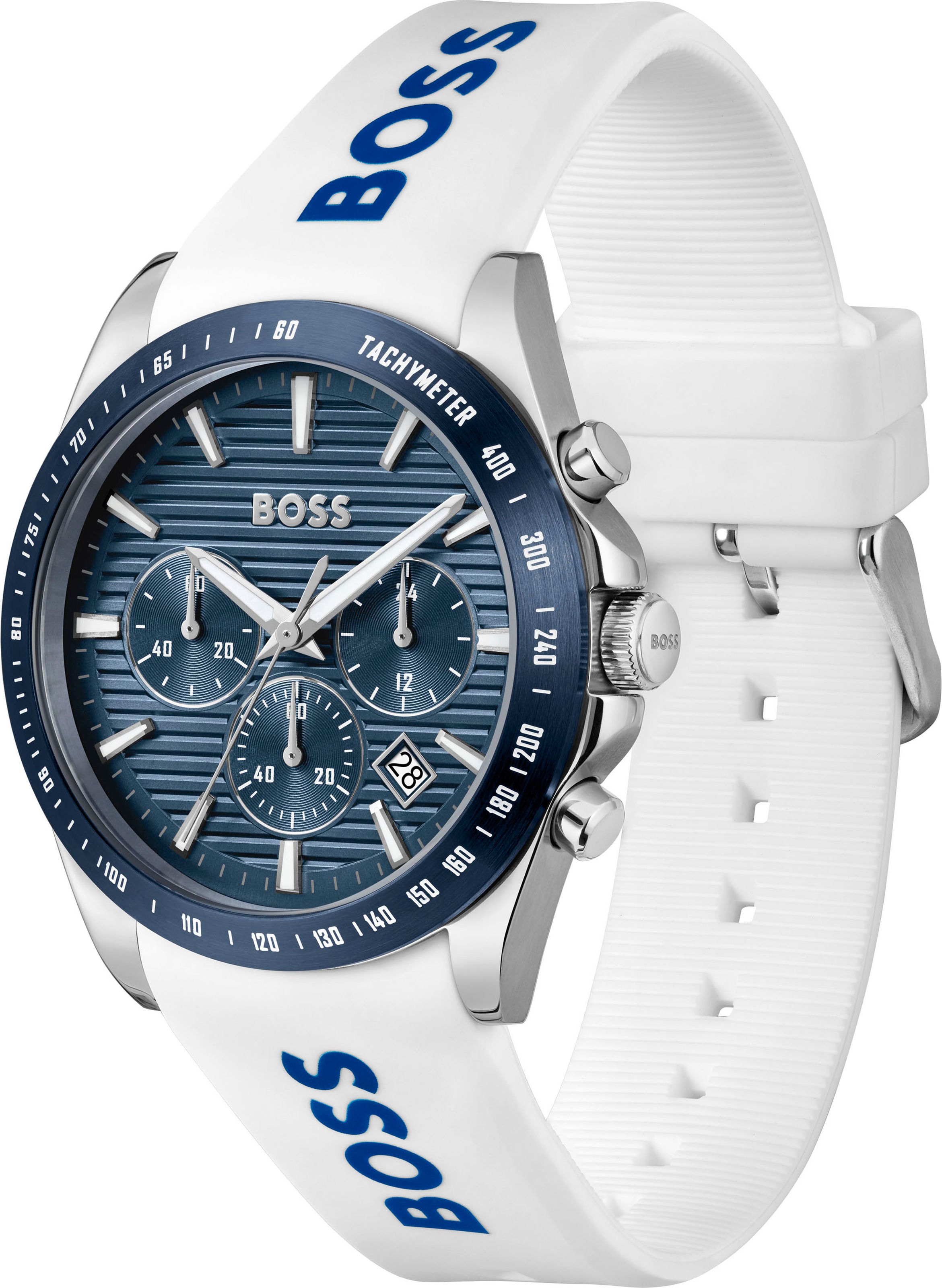 BOSS Chronograph »STRIKE CHRONO« Quarzuhr, Armbanduhr, Herrenuhr, Silikonarmband, analog, Tag
