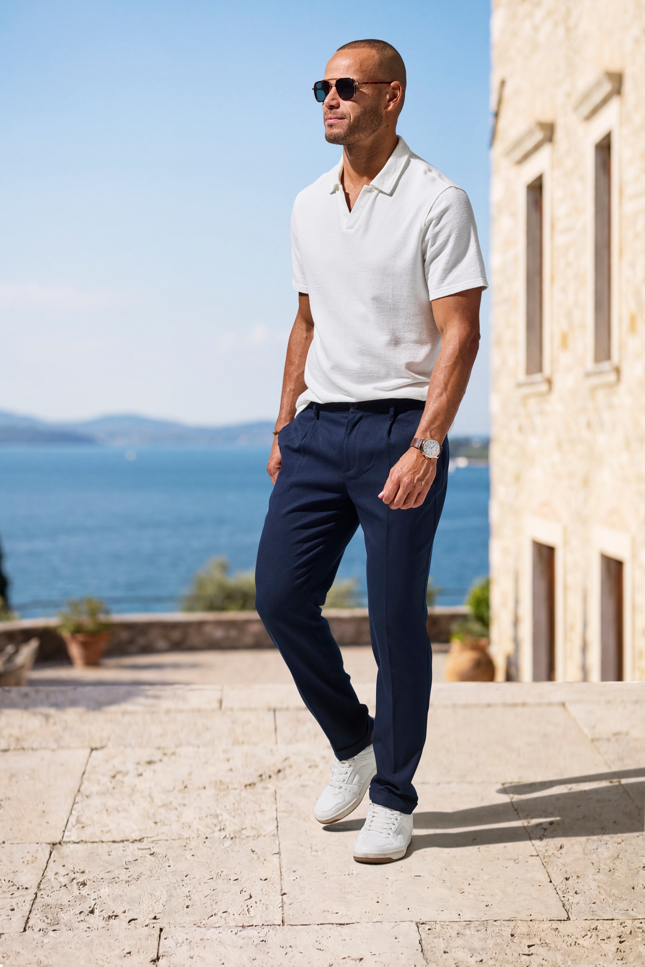 H.I.S Stoffhose », Dehnbundhose mit Bundfalten und umgeschlagenem Saum«  mit elastischem Bund und Bügelfalten