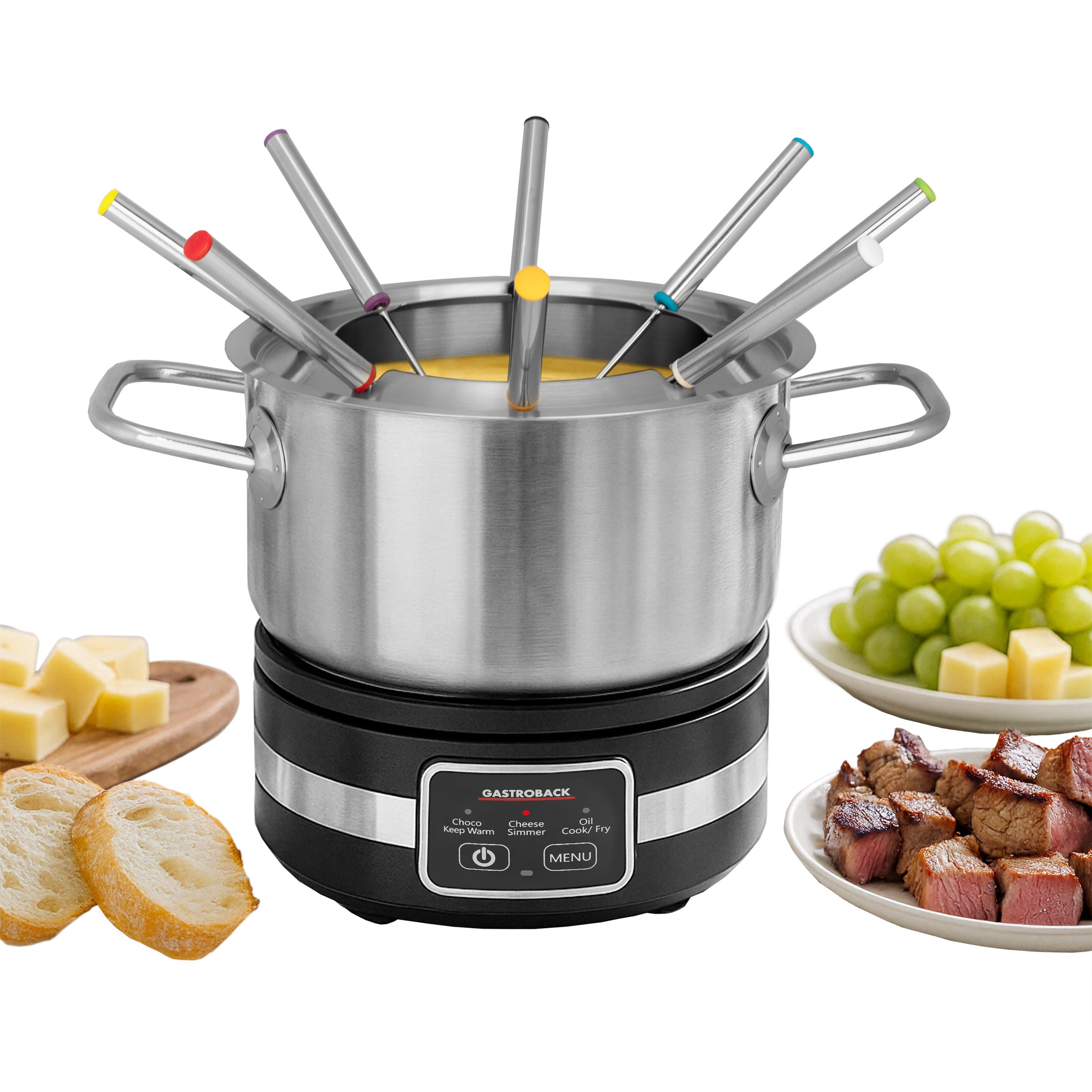 GASTROBACK Fondue »Fondue MultiCook 4-in-1 & Kochplatte« silberfarben