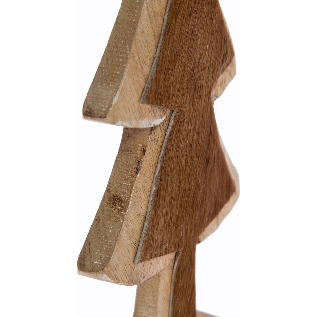 Myflair Möbel & Accessoires Dekobaum »aus Holz, mit Fell-Dekoration, Weihnachtsdeko«