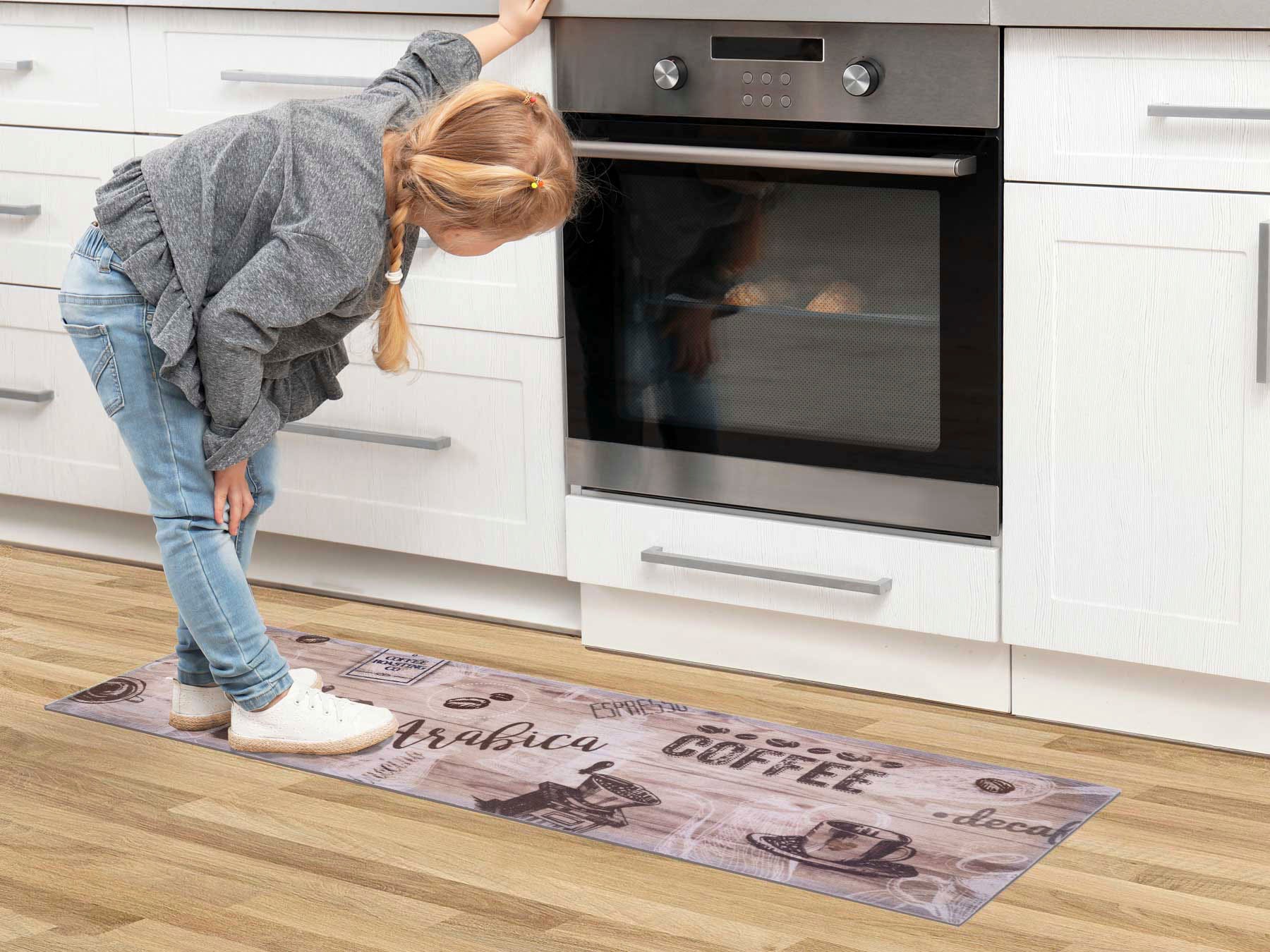 Primaflor-Ideen in Textil Küchenläufer »ARABICA«, rechteckig, 6,5 mm Höhe, Motiv Kaffee, rutschhemmend, waschbar, Küche