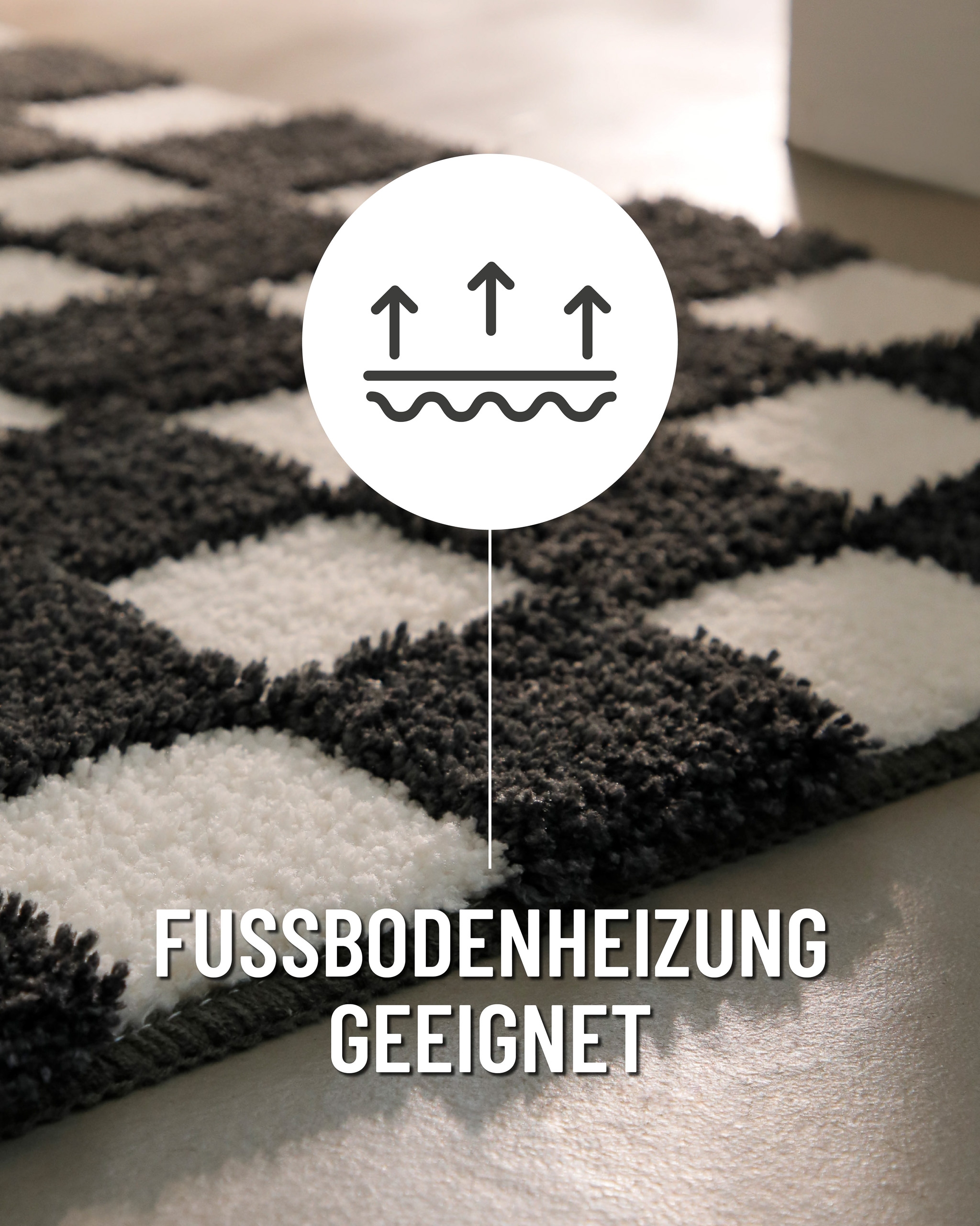 Wecon home Badematte »Bobbi« Höhe 25 mm rutschhemmend beschichtet schnell trocknend Badteppich, Schachbrett-Design, weich, rutschhemmend, waschbar