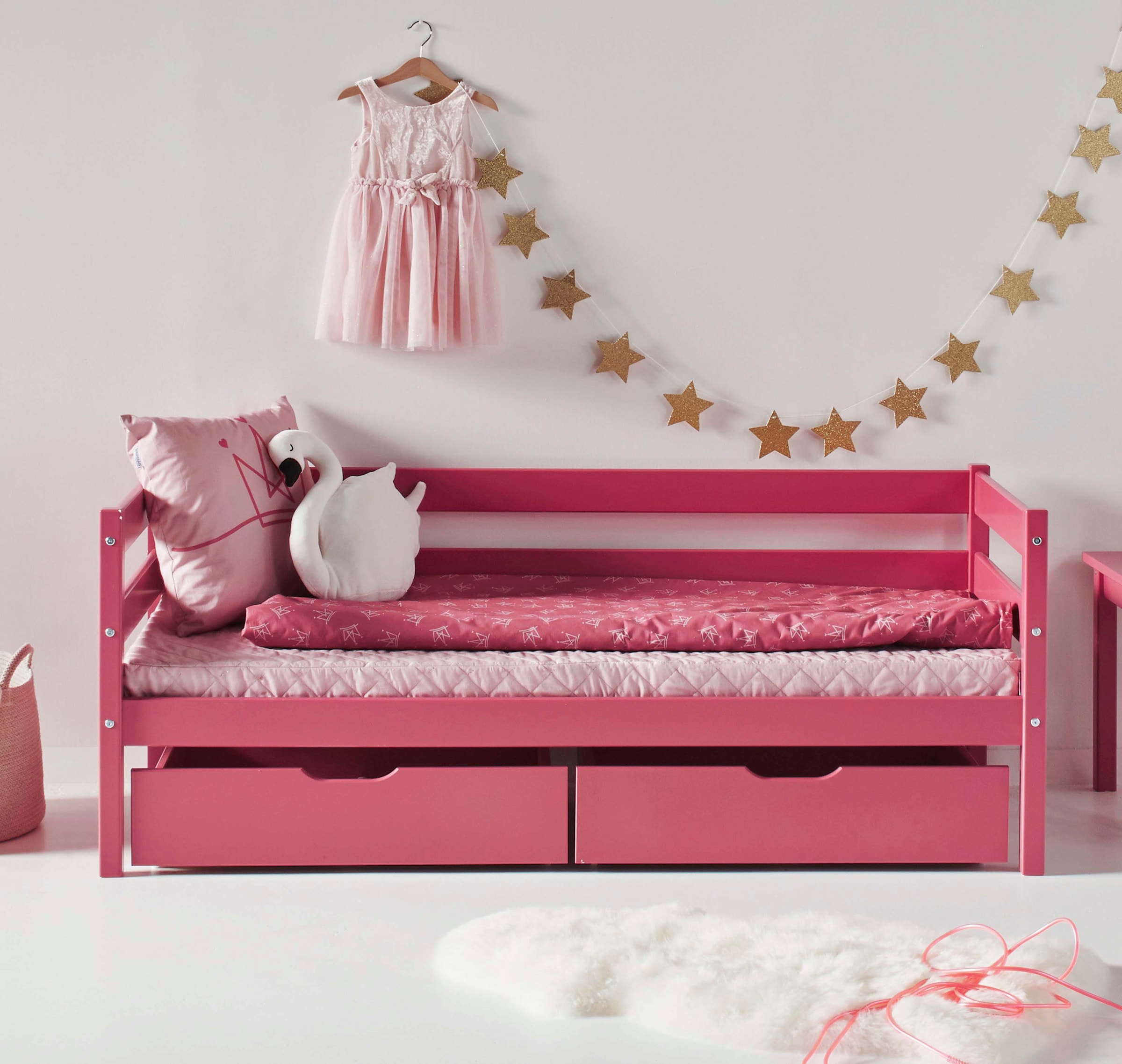 Hoppekids Einzelbett »ECO Comfort Kinderbett, Kiefer Massivholz, Jugendbett inkl. Rollrost«, 70x160 cm, wahlweise in verschieden Farben/ Matratze/ Absturzsicherung